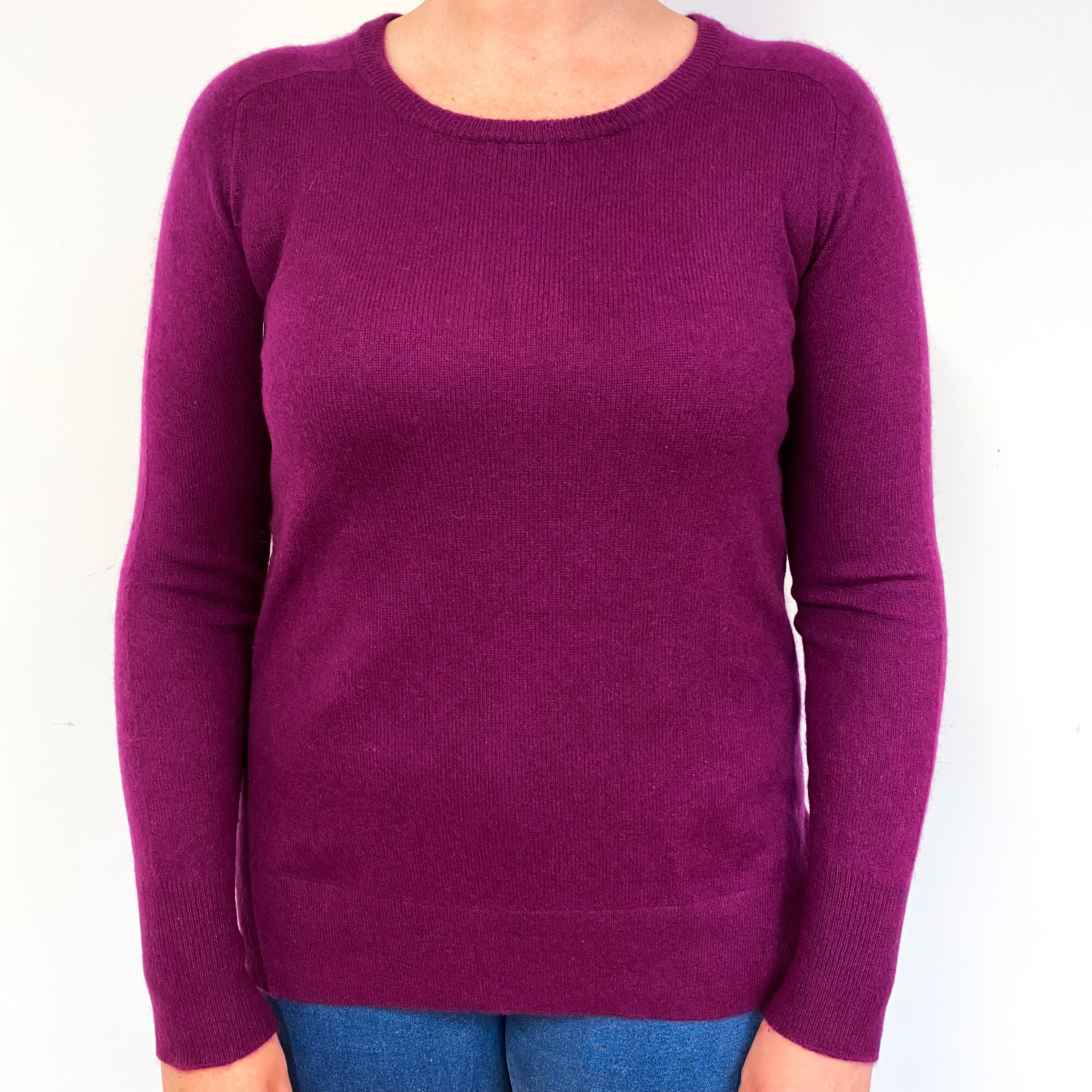 Plum Purple Cashmere Crew Neck Jumper Large