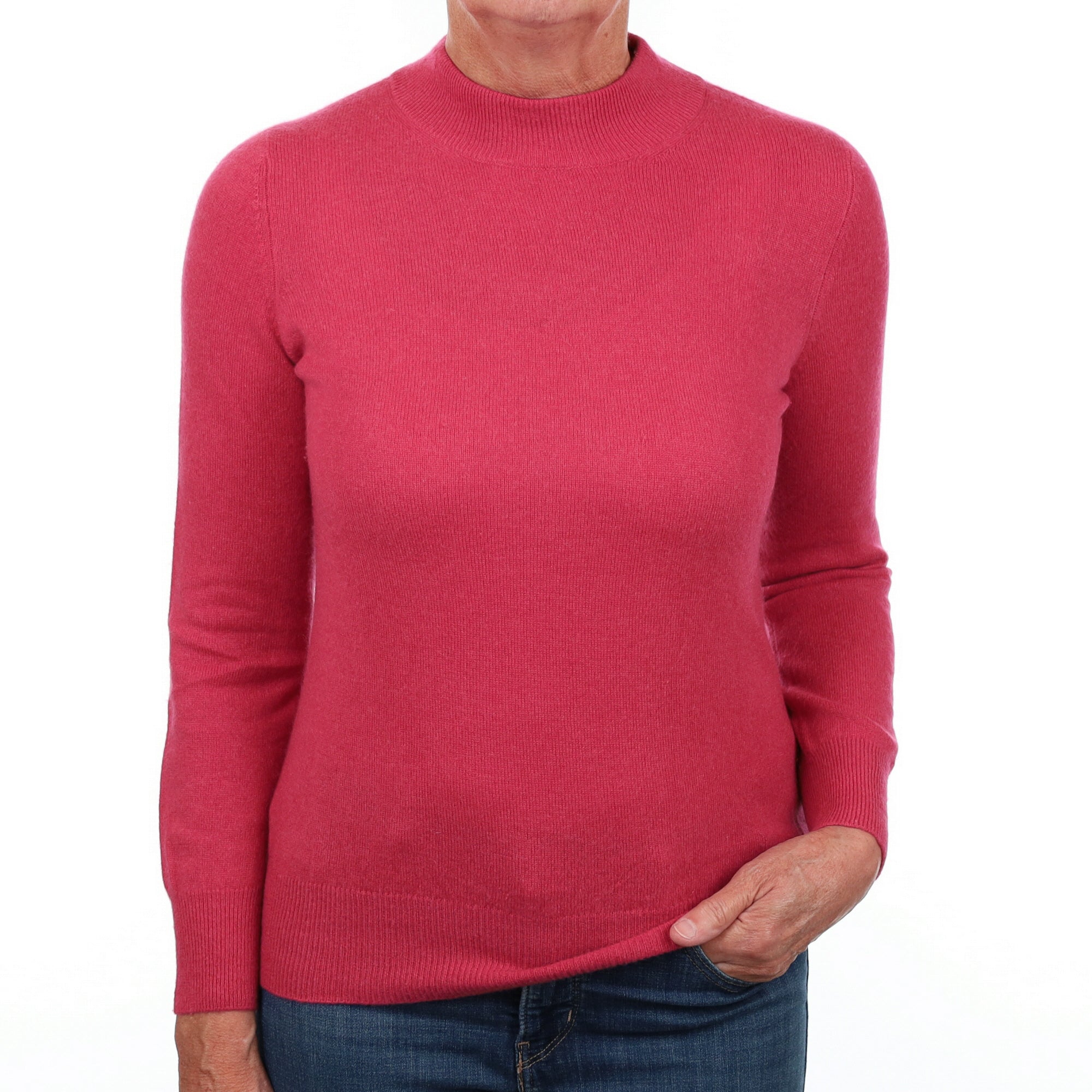 Cranberry Red Cashmere Turtle Neck Jumper Medium