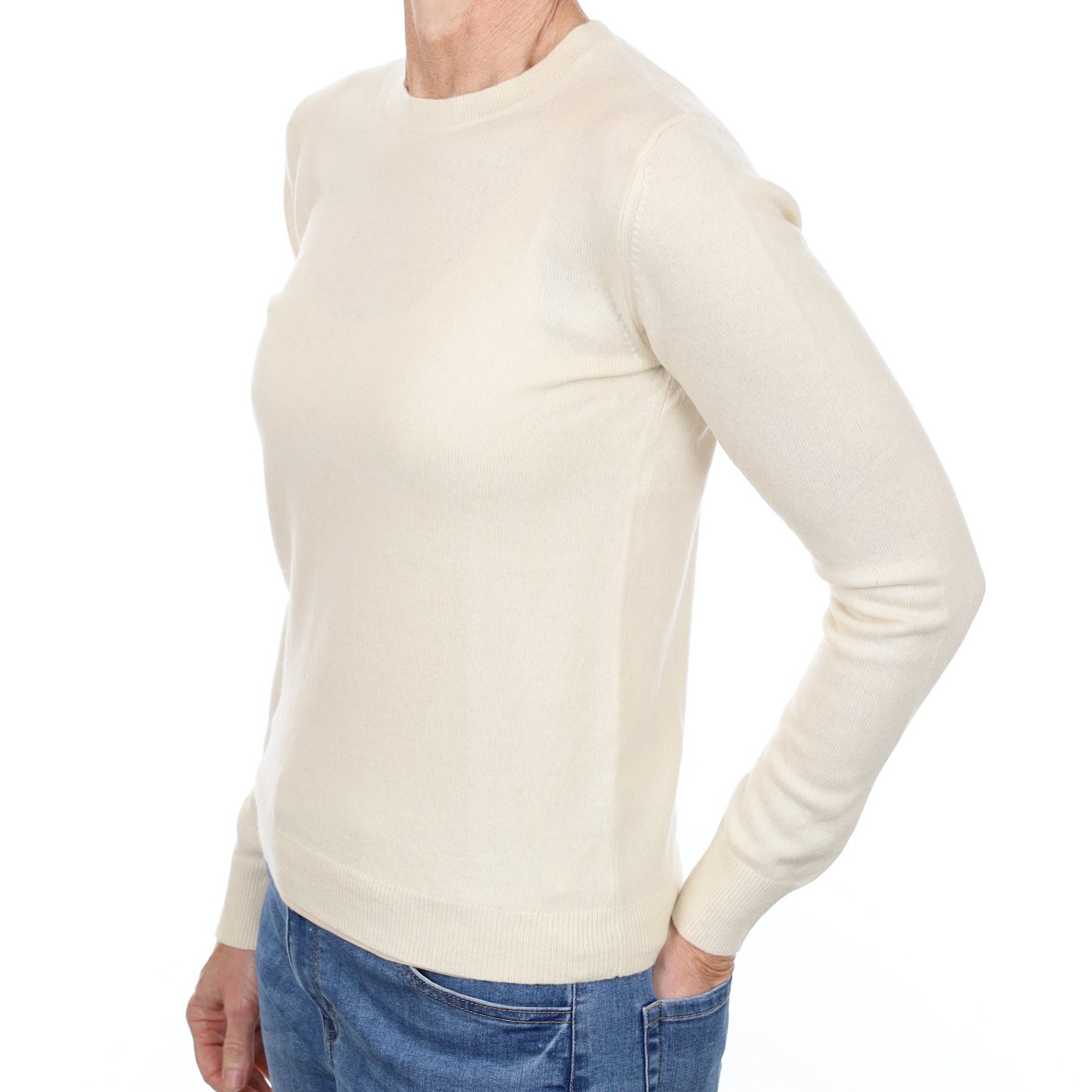 Vanilla Cream Cashmere Crew Neck Jumper Small