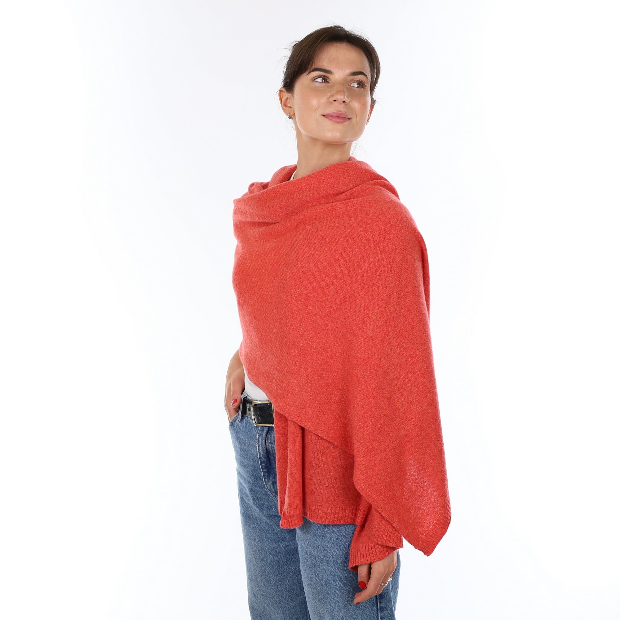 Brand New Watermelon Orange Recycled Cashmere Wrap