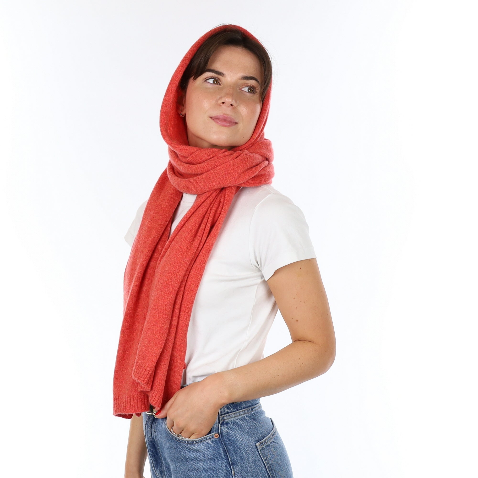Brand New Watermelon Orange Recycled Cashmere Wrap