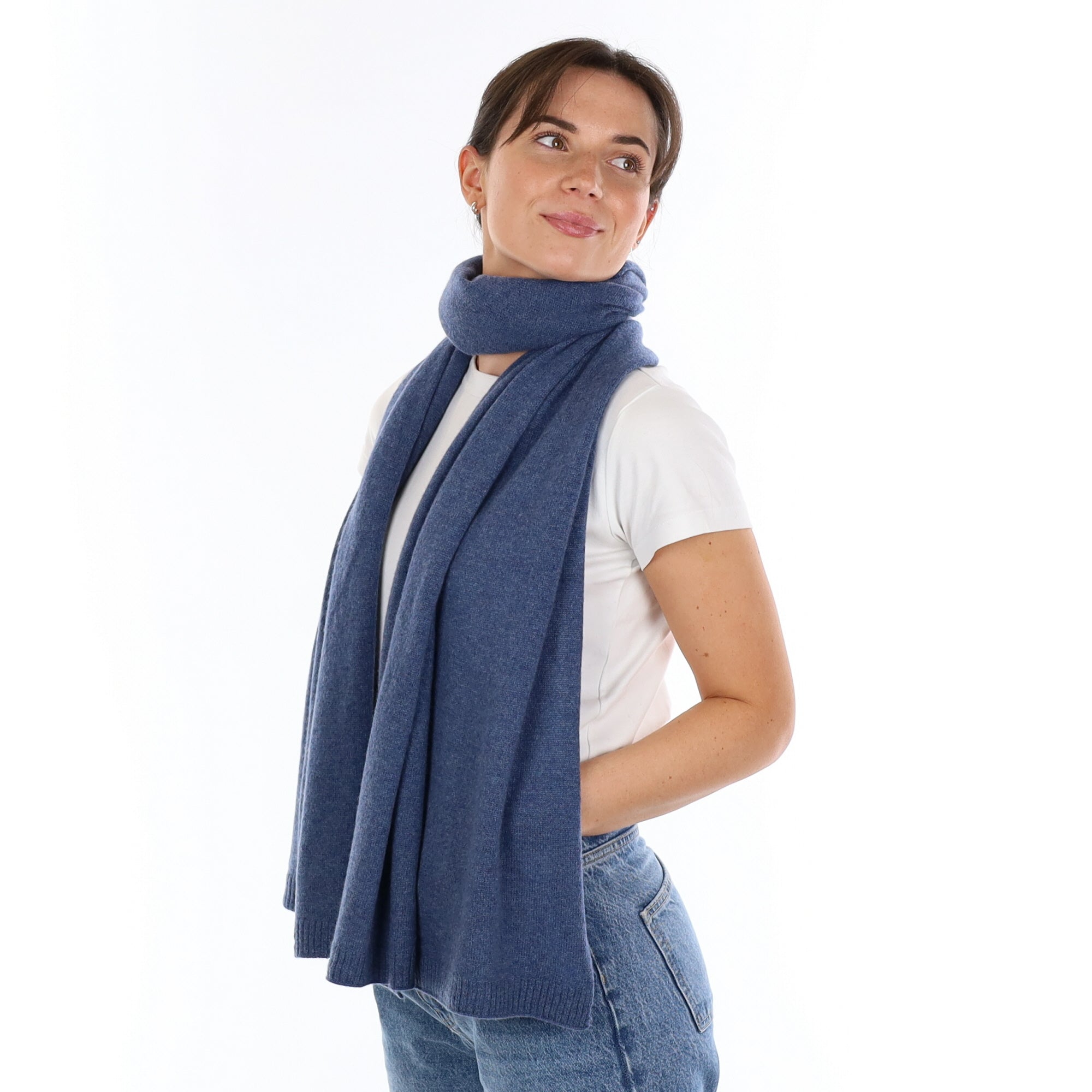 Brand New Denim Blue Recycled Cashmere Wrap