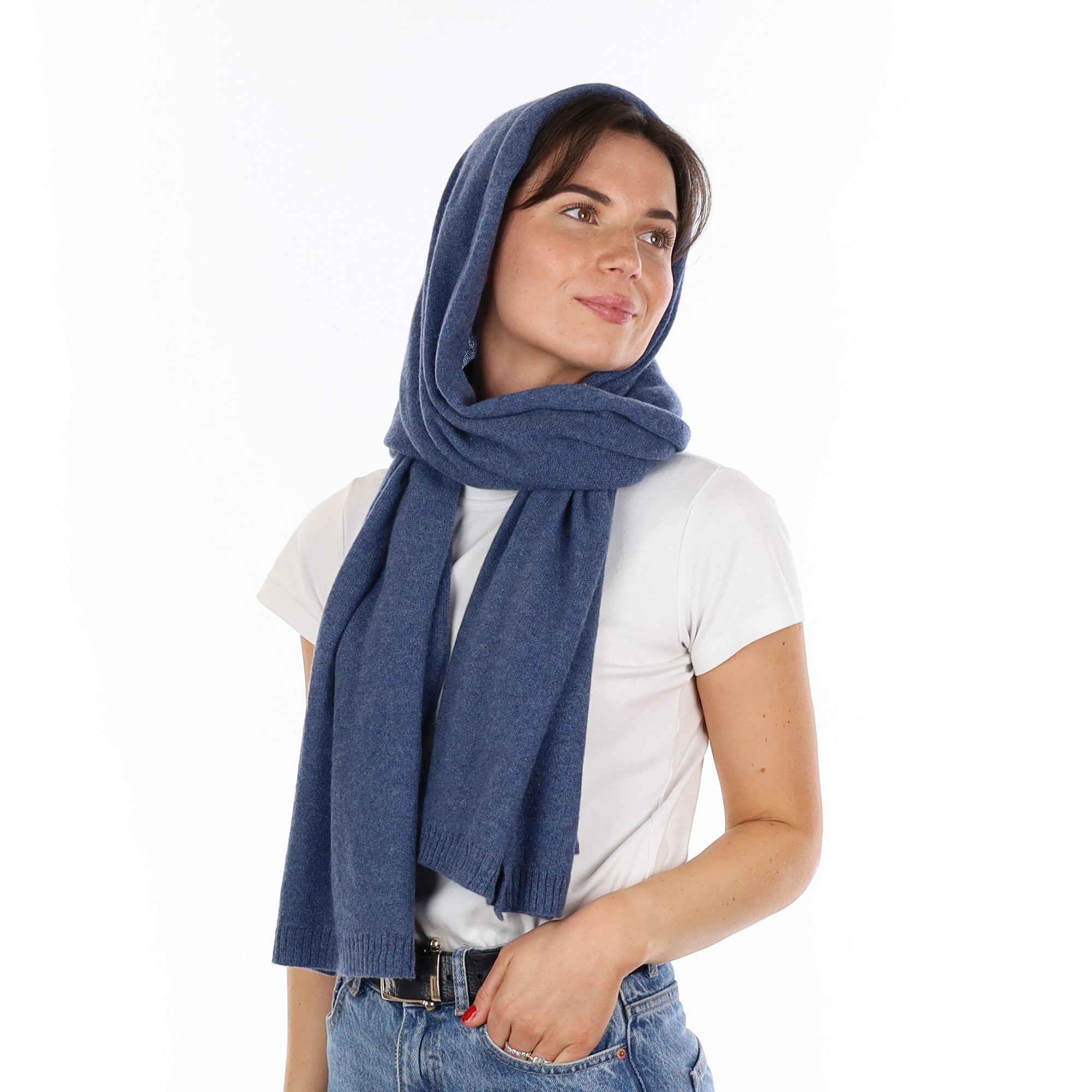 Brand New Denim Blue Recycled Cashmere Wrap