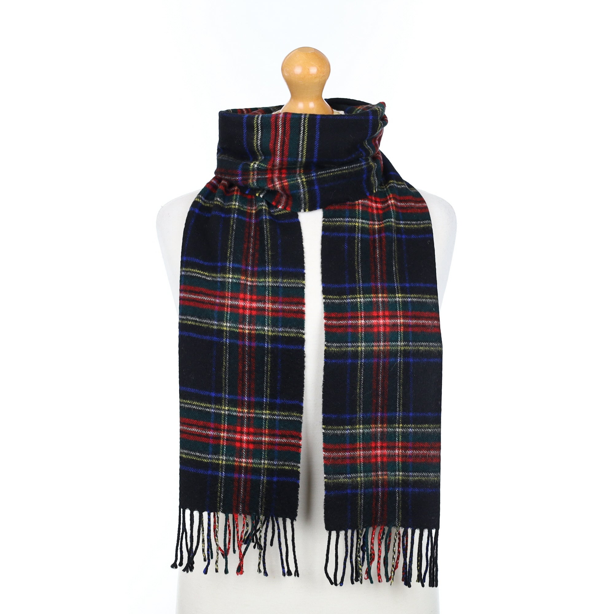 Black Red and Green Tartan Woven Cashmere Scarf
