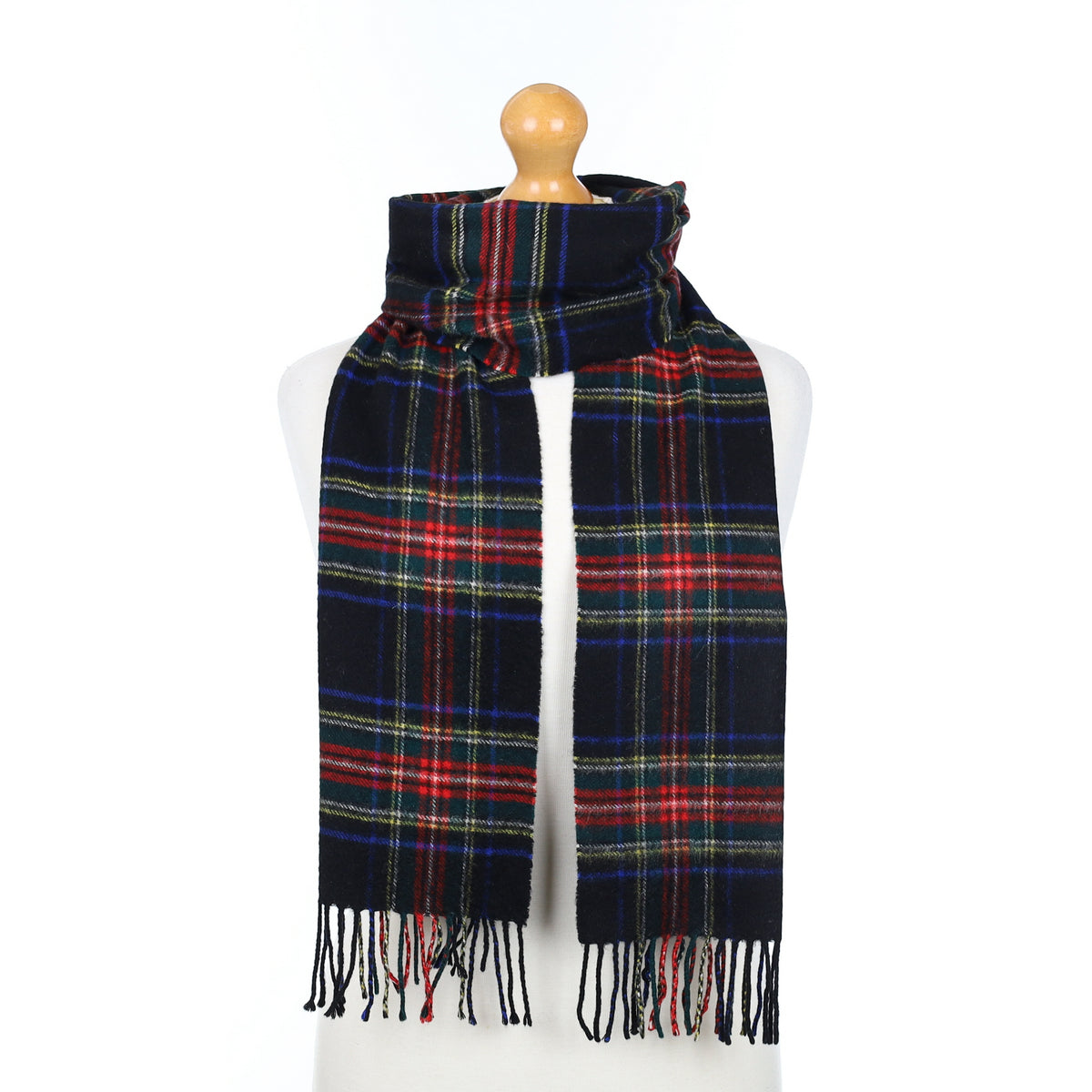 Black Red and Green Tartan Woven Cashmere Scarf