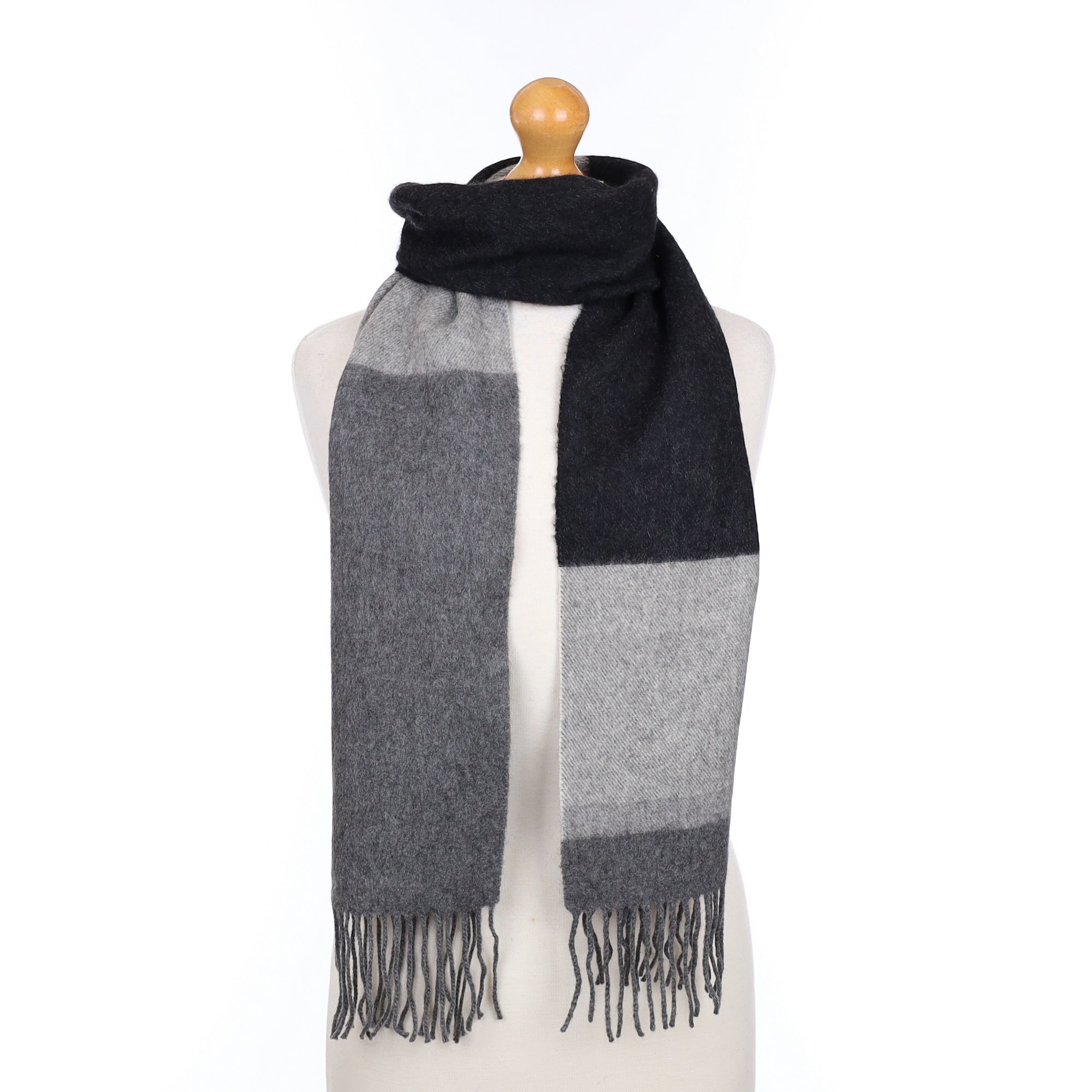 Grey and Black Woven Cashmere Scarf