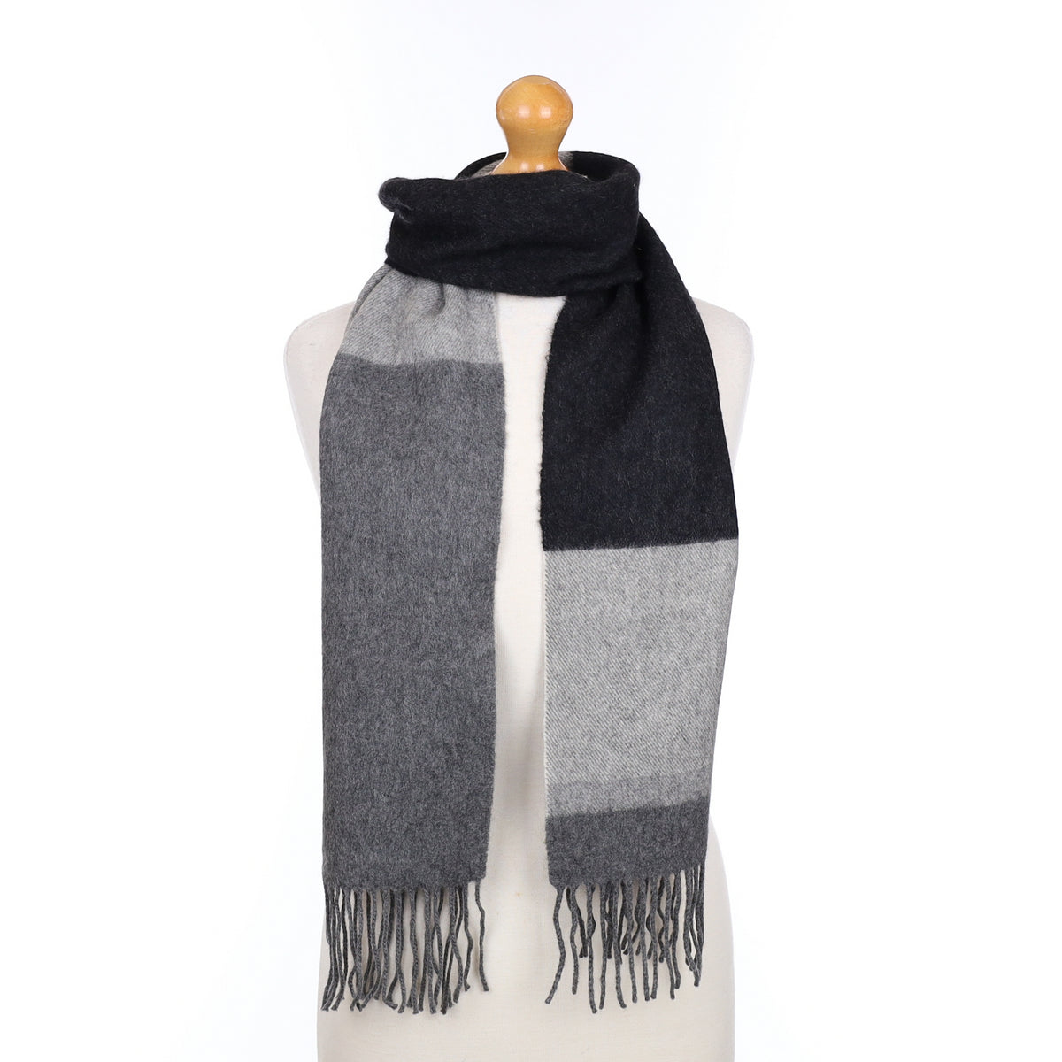Grey and Black Woven Cashmere Scarf