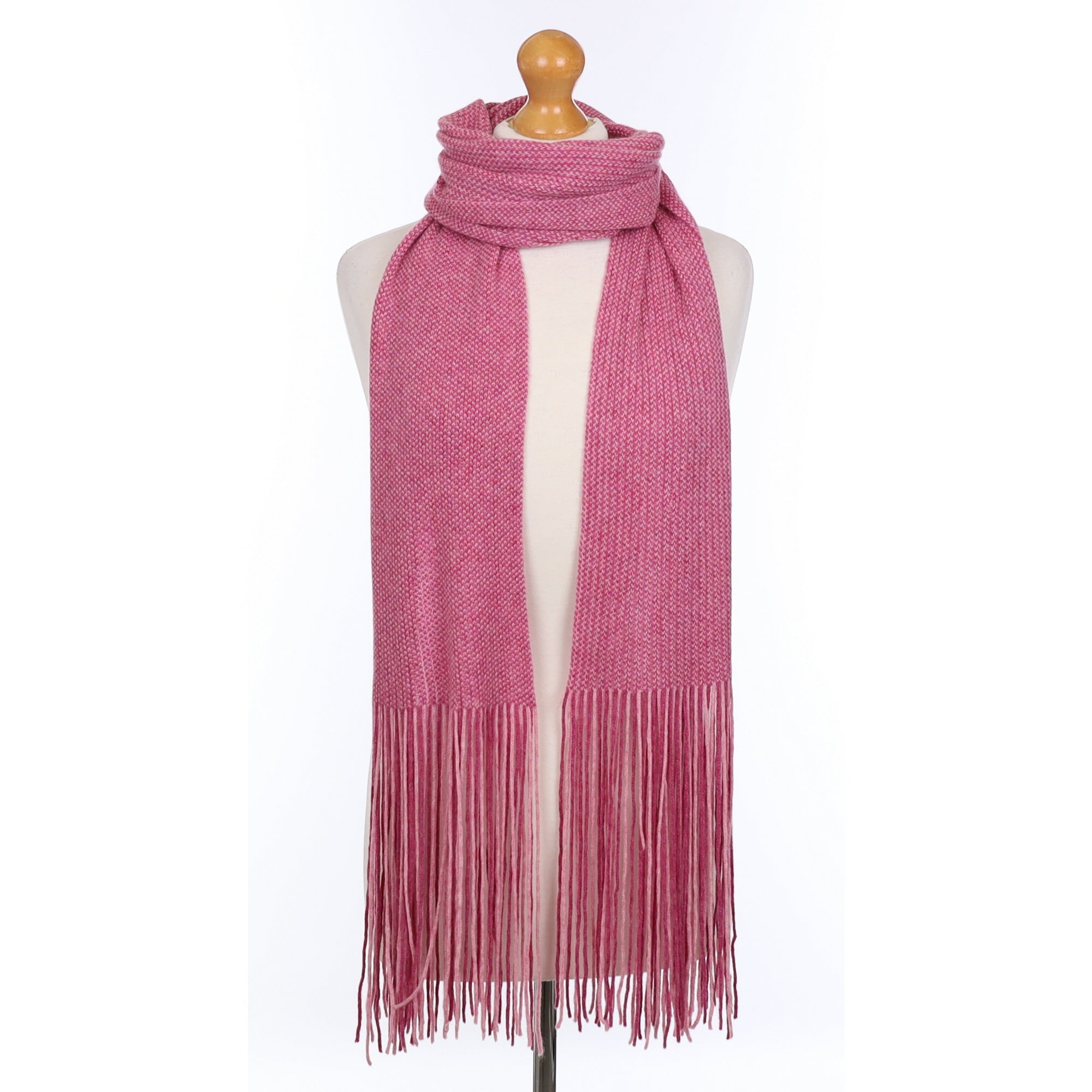 Brora Two Toned Pink Knitted Cashmere Scarf