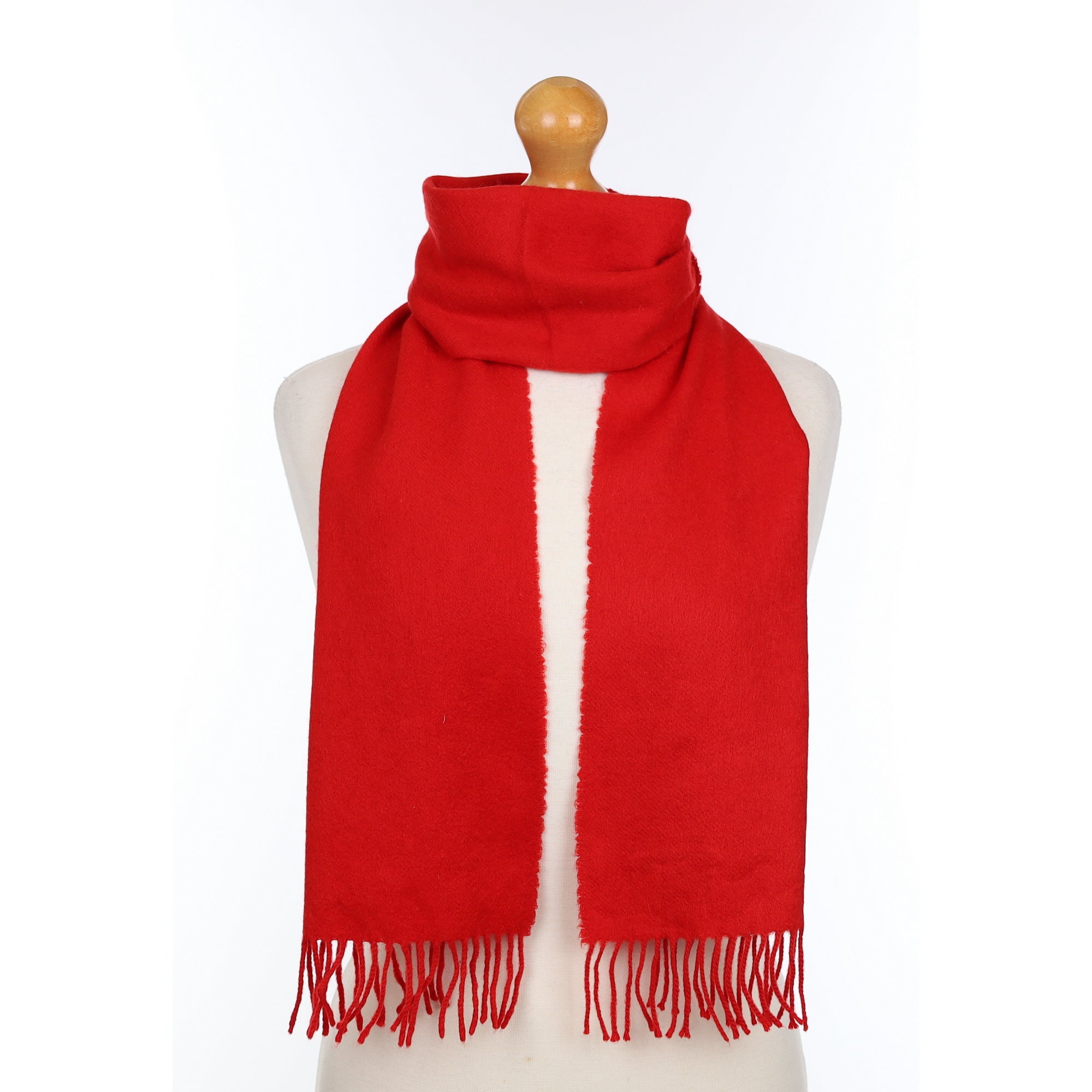 Tomato Red Woven Cashmere Scarf