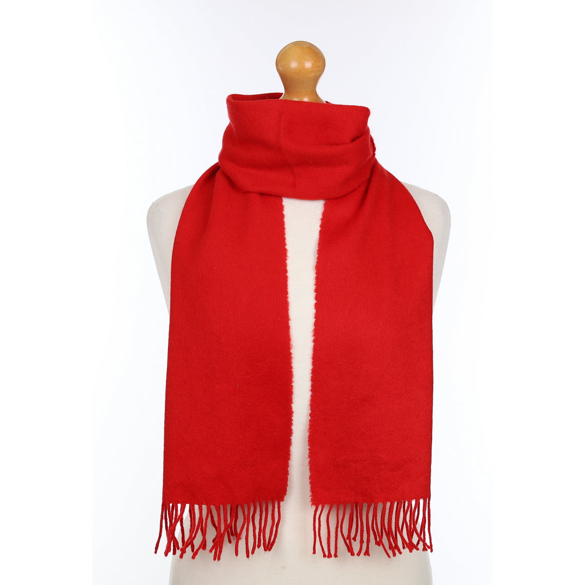 Tomato Red Woven Cashmere Scarf
