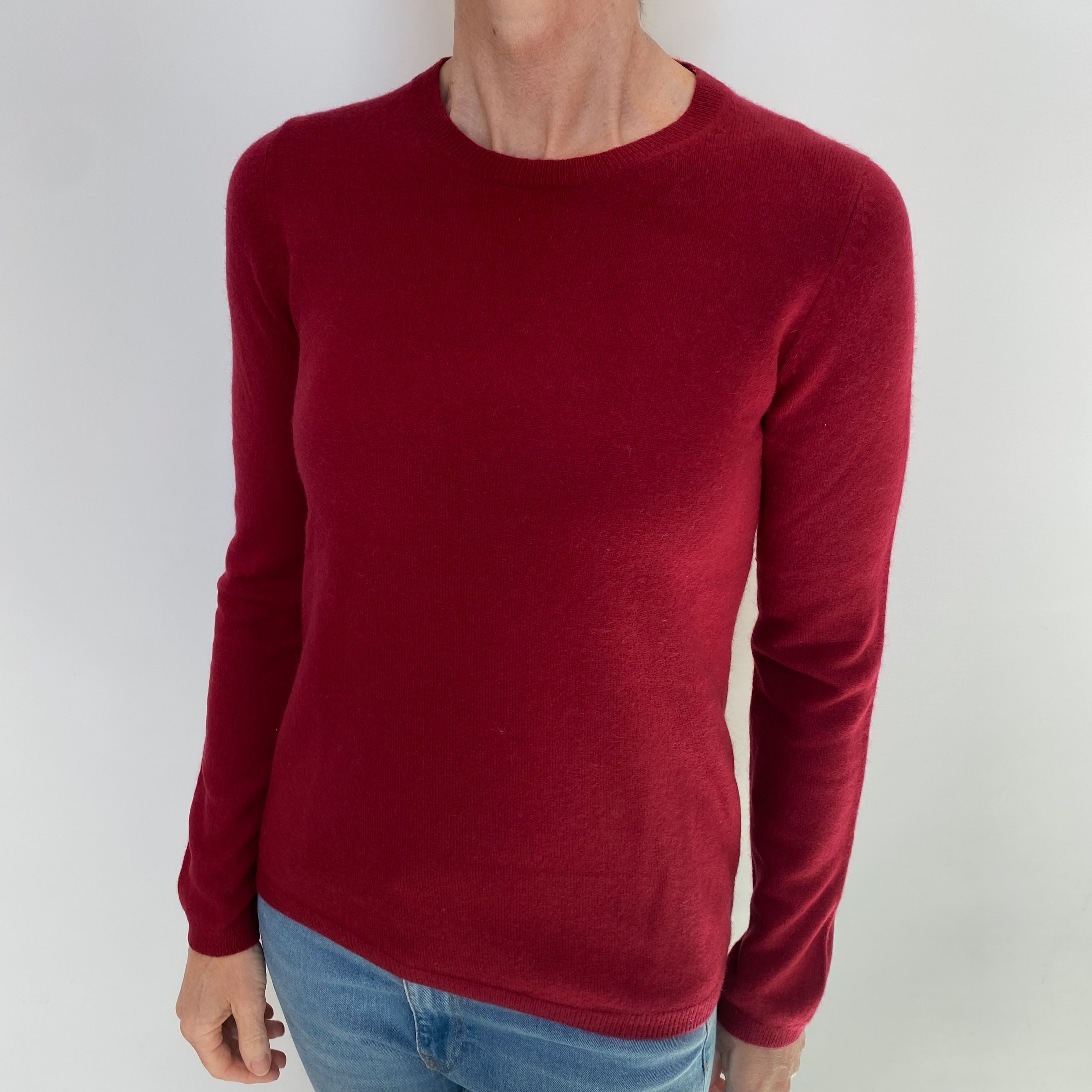 Crimson Red Cashmere Crew Neck Jumper Small