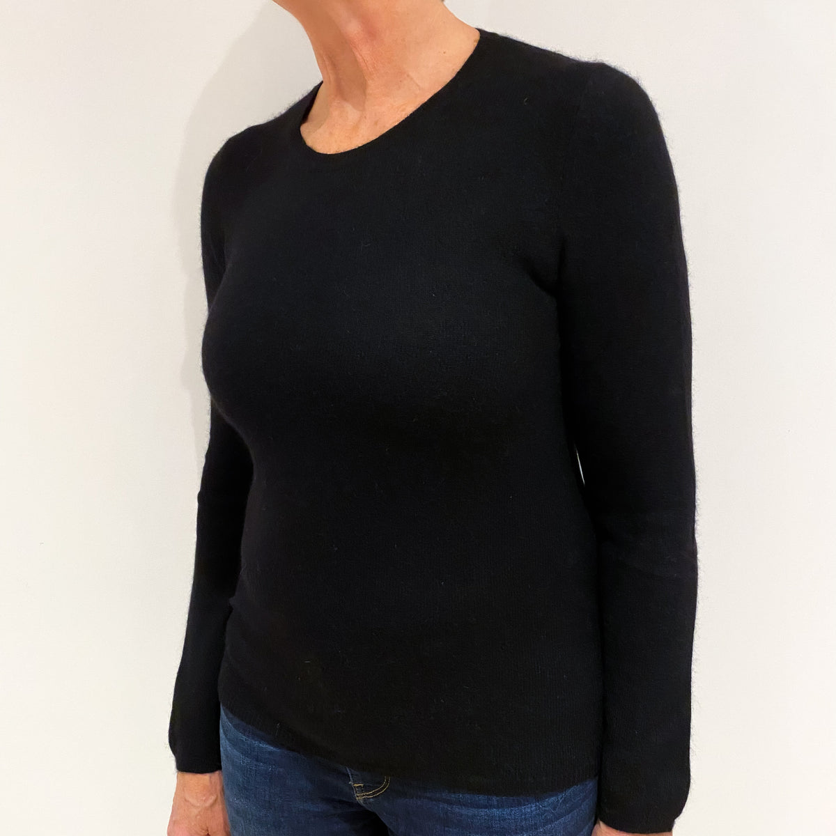 Black Cashmere Crew Neck Jumper Medium