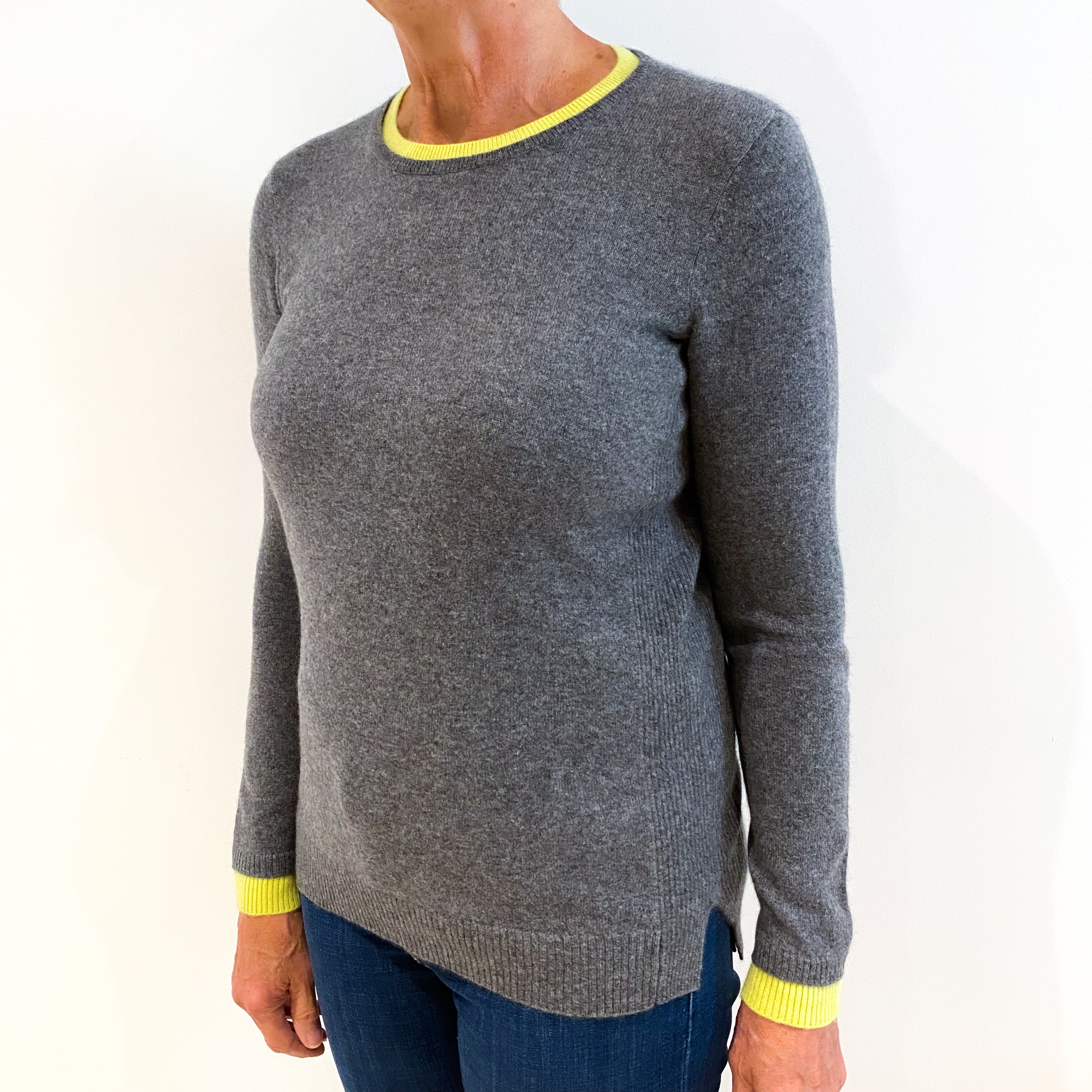 Ash Grey Cashmere Crew Neck Jumper Medium