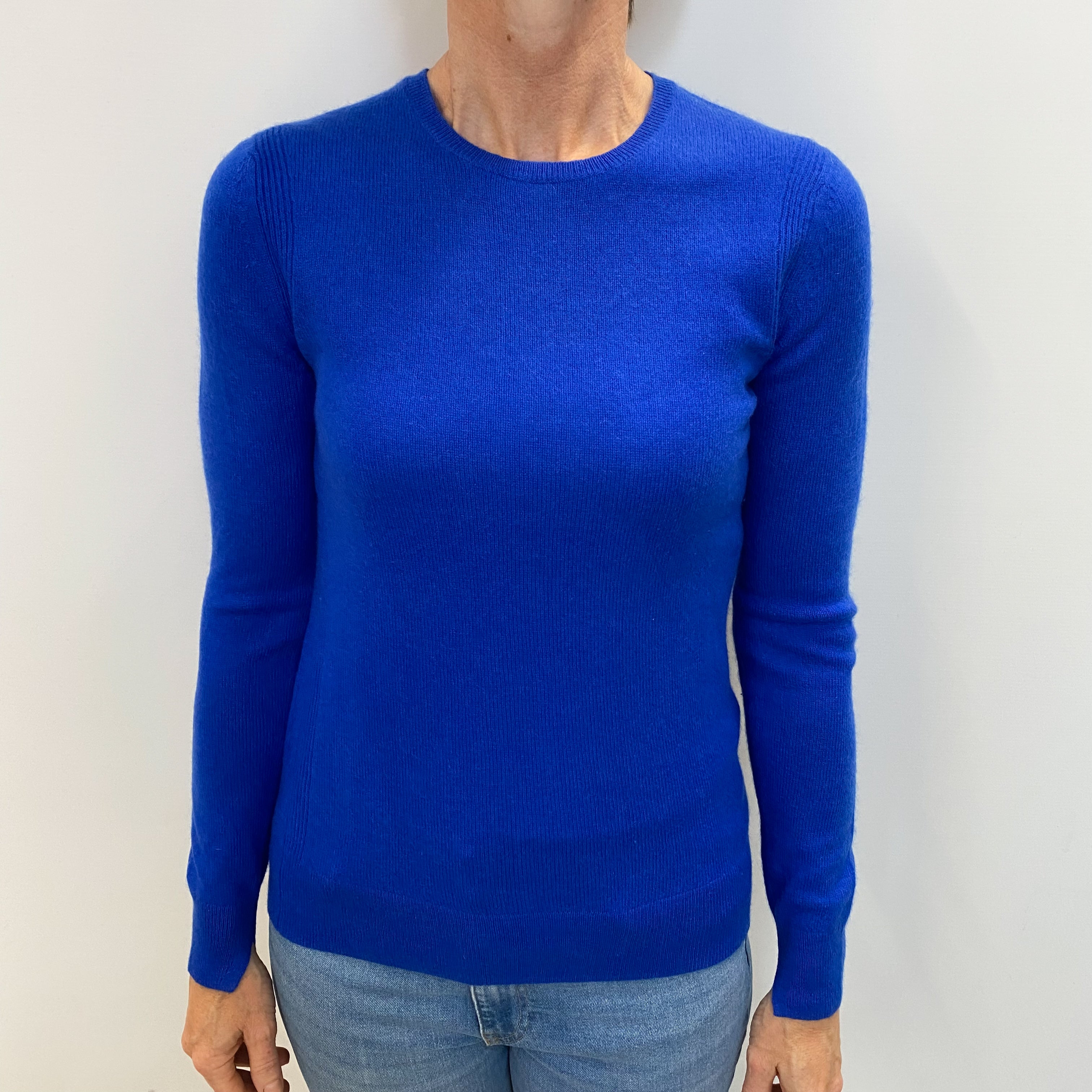 Cobalt Blue Cashmere Crew Neck Jumper Small