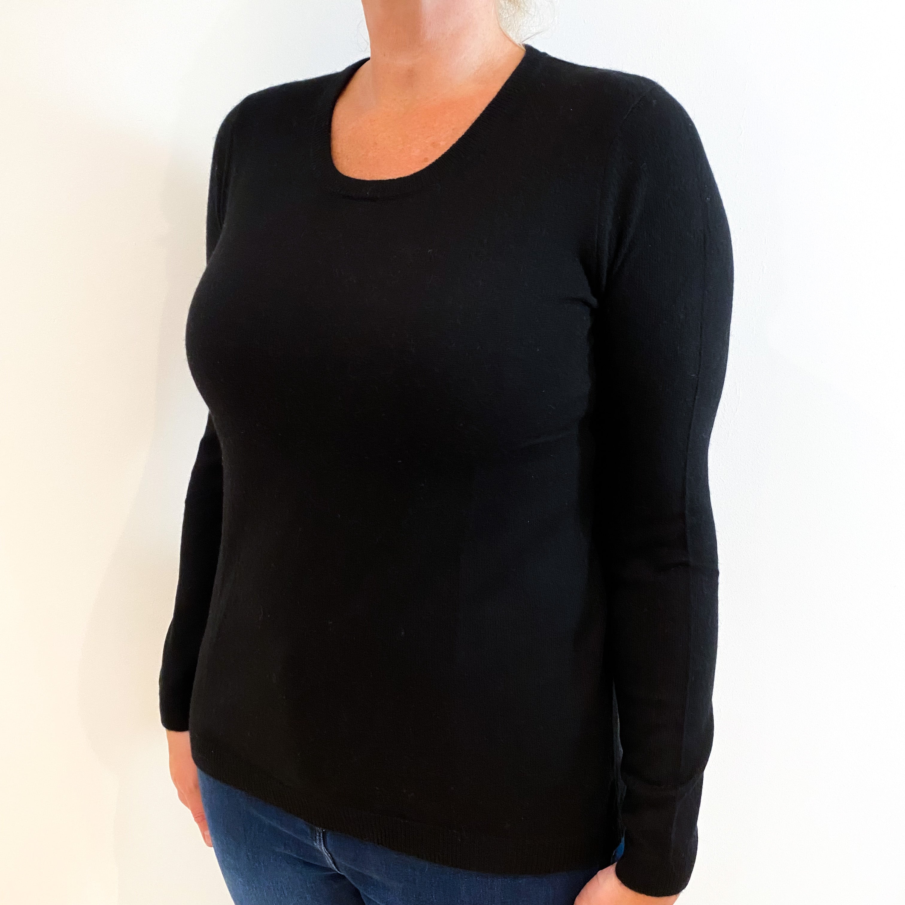 Black Cashmere Crew Neck Jumper Large