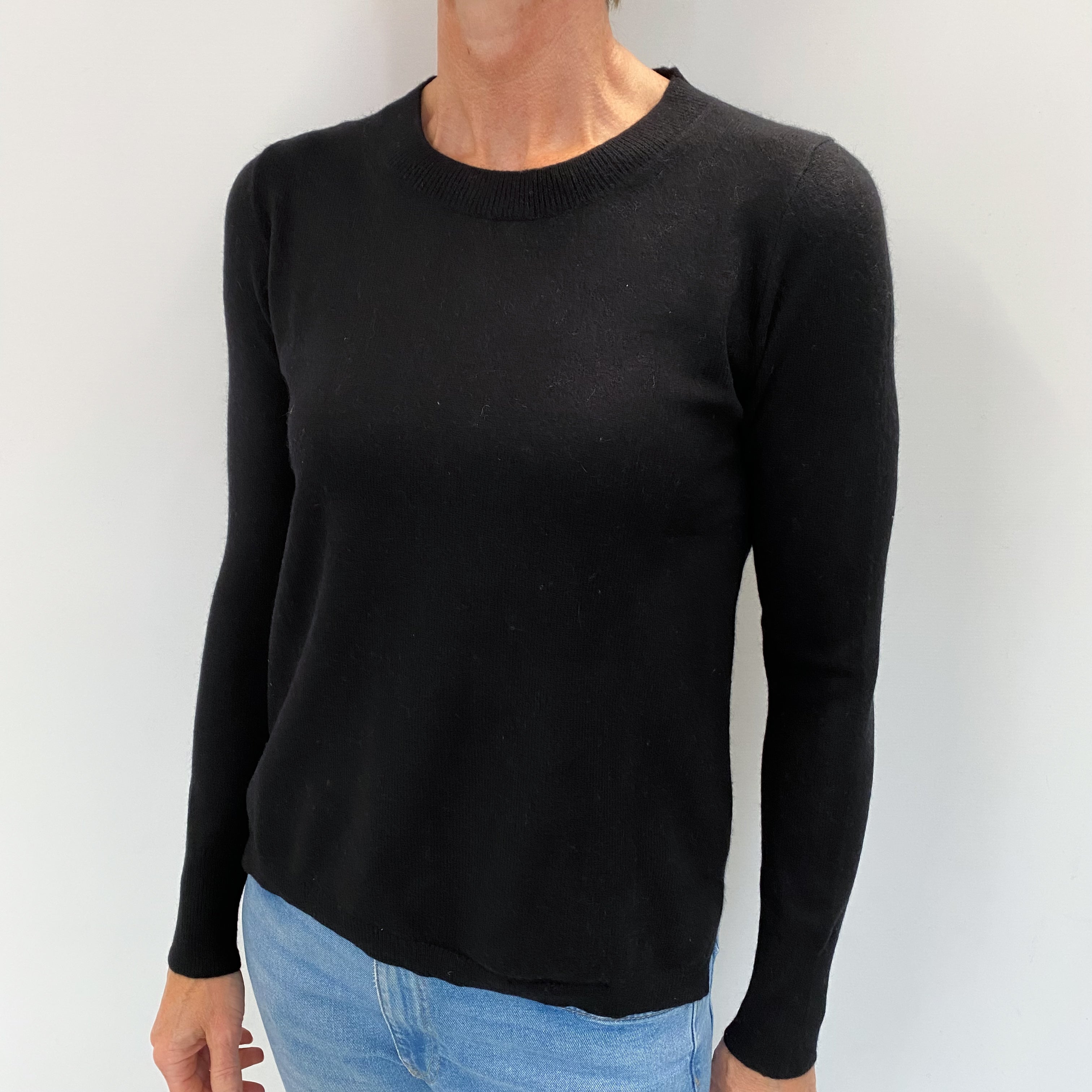 Black Cashmere Crew Neck Jumper Small