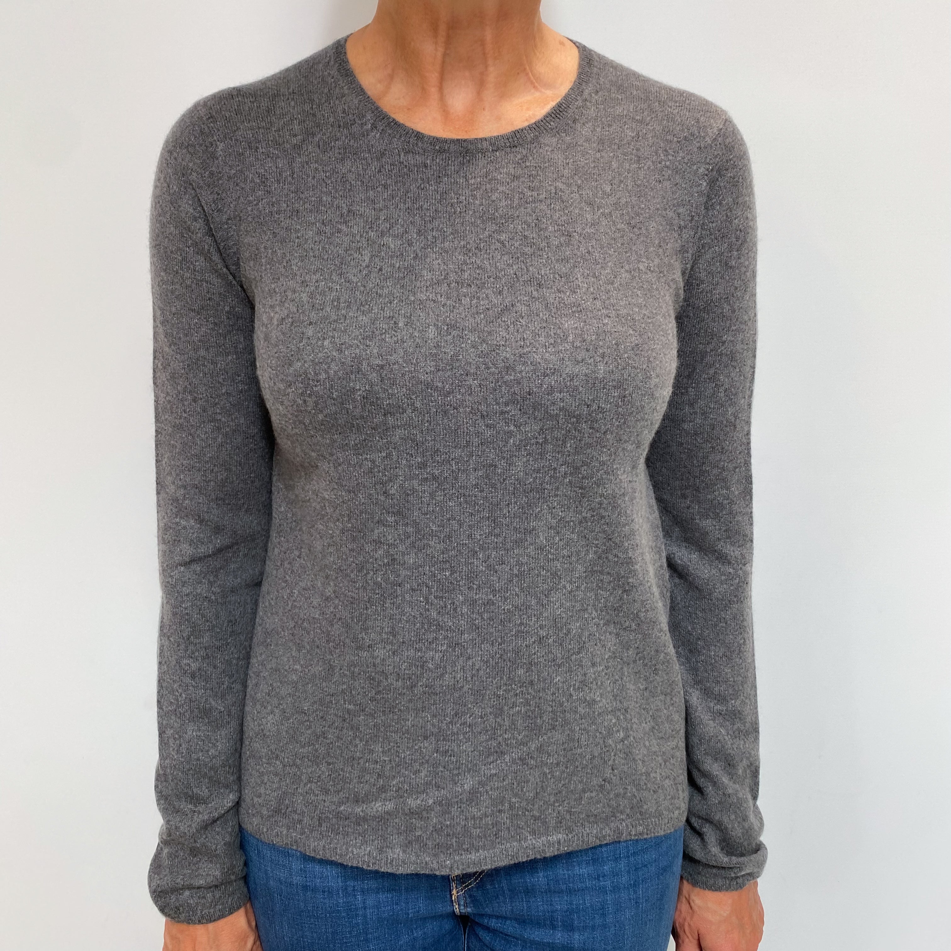 Ash Grey Cashmere Crew Neck Jumper Medium
