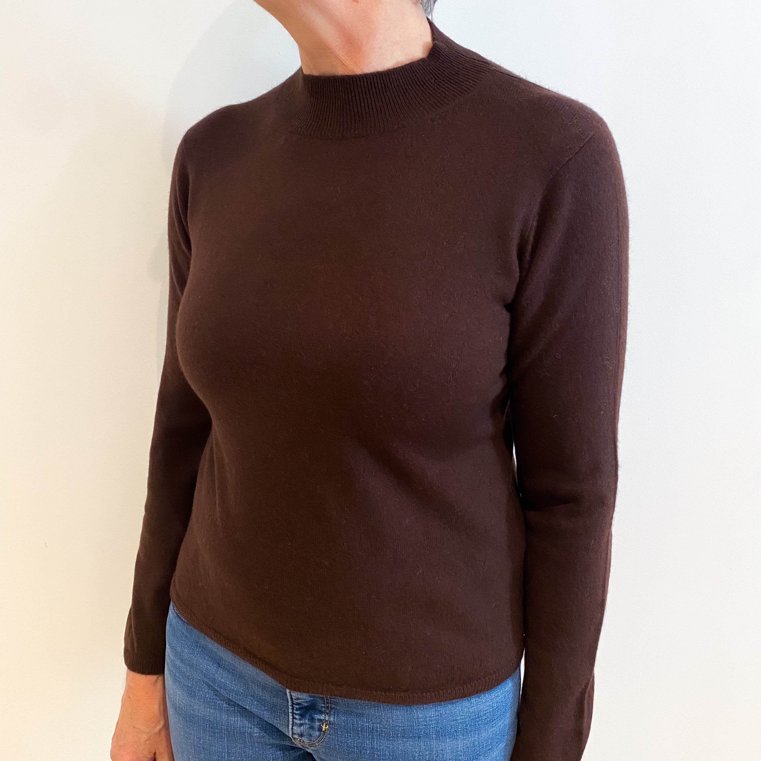 Dark Chocolate Cashmere Turtle Neck Jumper Medium