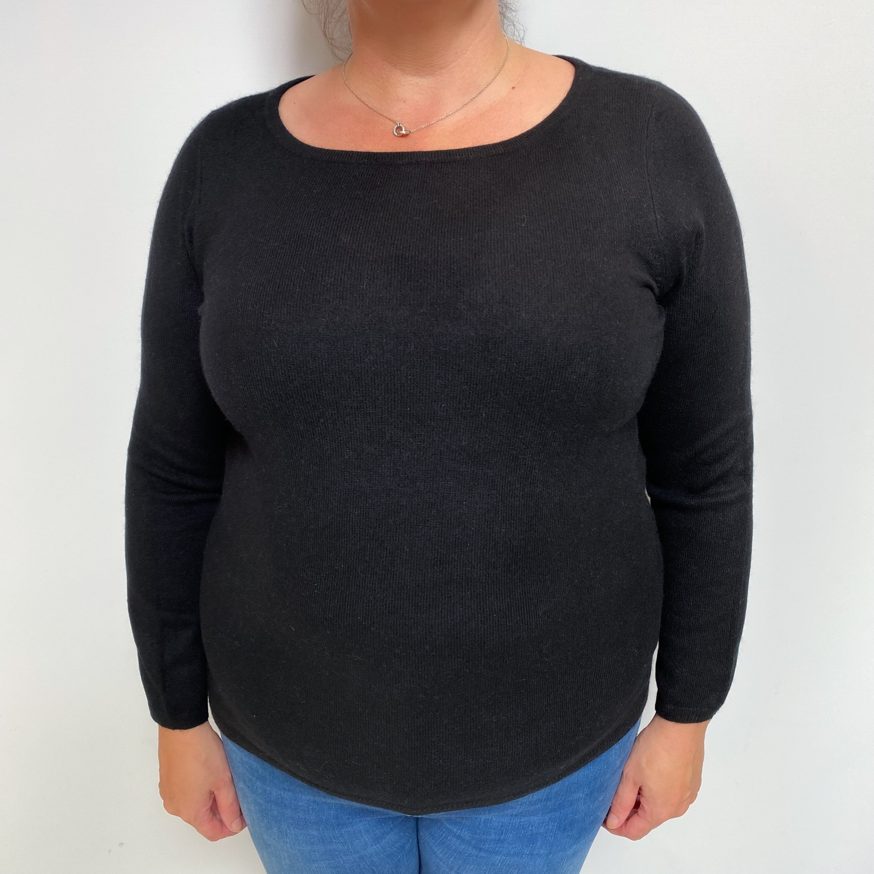 Black Cashmere Boat Neck Jumper Extra Large