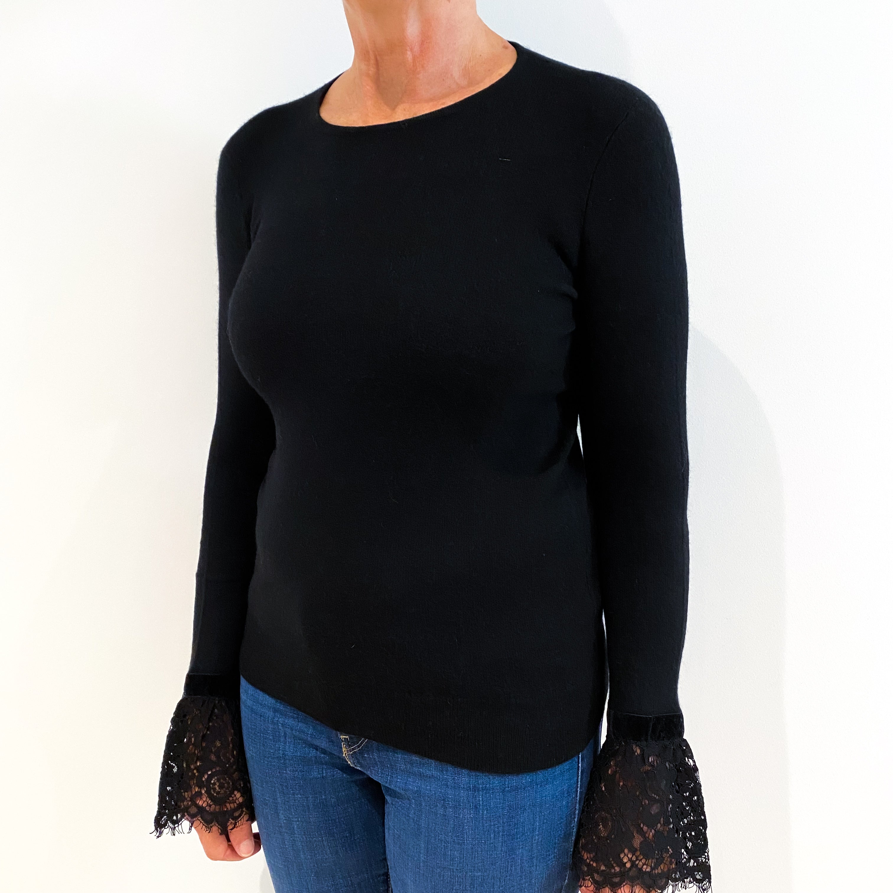 Black Cashmere Crew Neck Jumper Medium