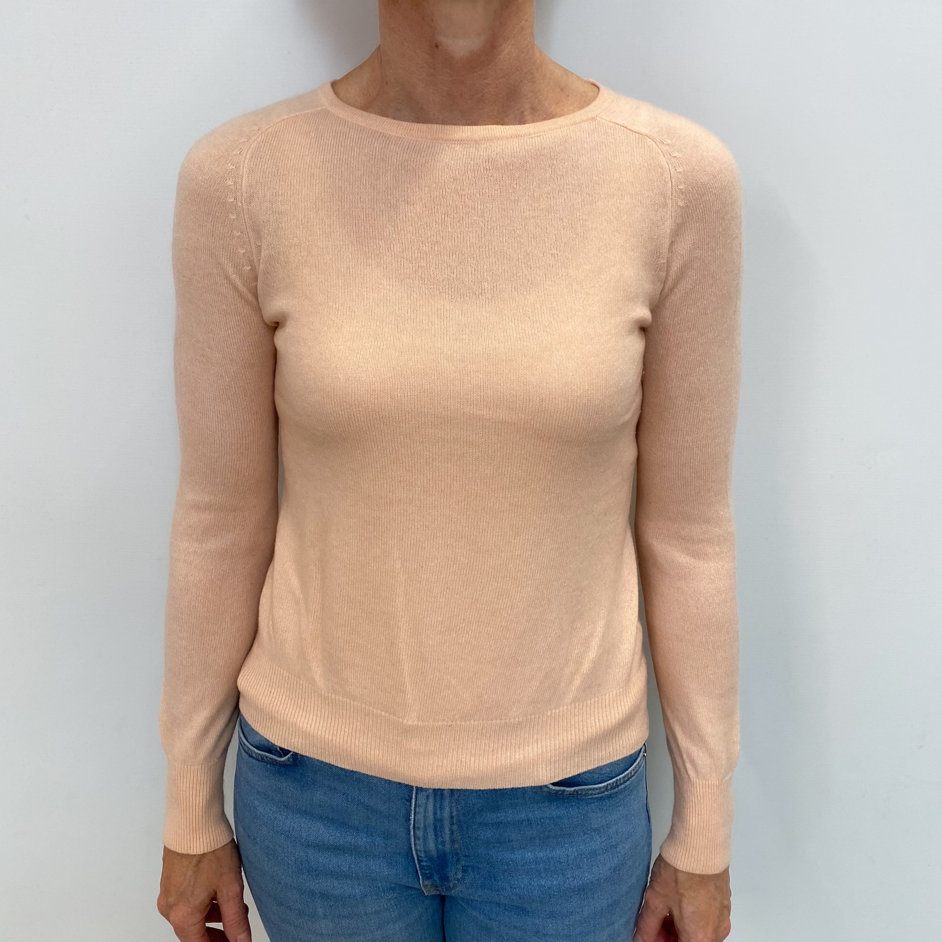 Pale Peach Cashmere Crew Neck Jumper Small