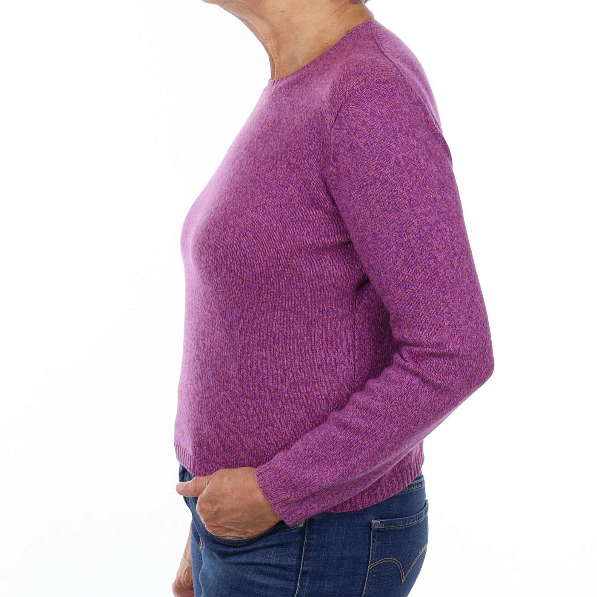 Lavender Purple Marl Cashmere Crew Neck Jumper Medium