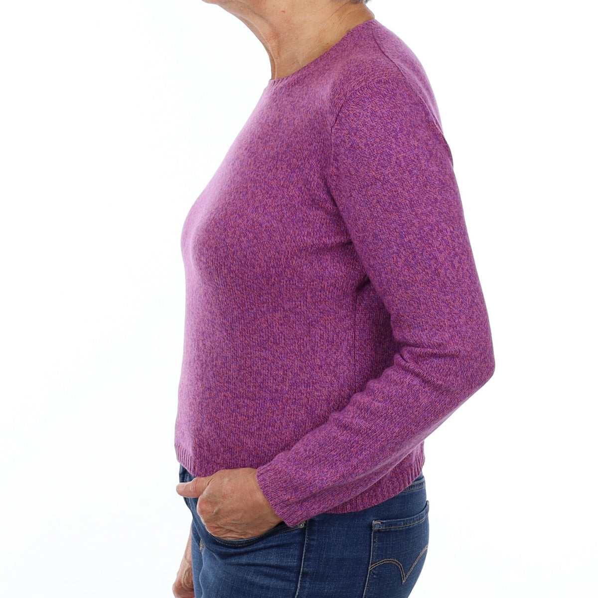 Lavender Purple Marl Cashmere Crew Neck Jumper Medium