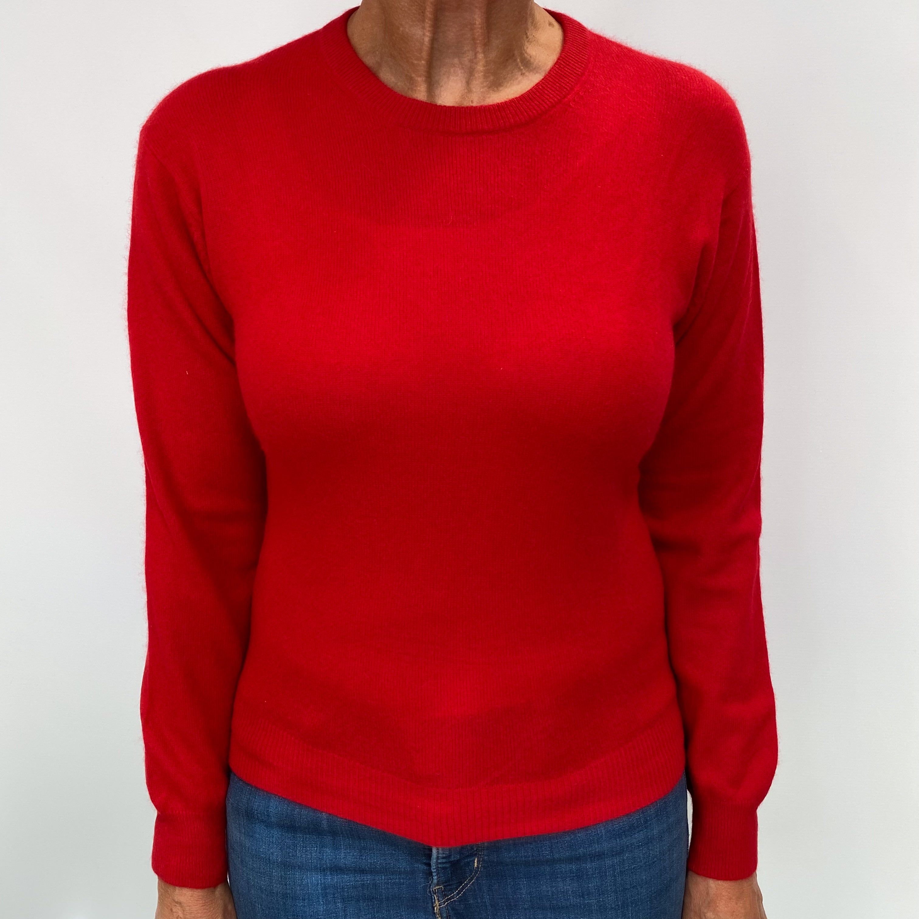 Scarlet Red Cashmere Crew Neck Jumper Medium