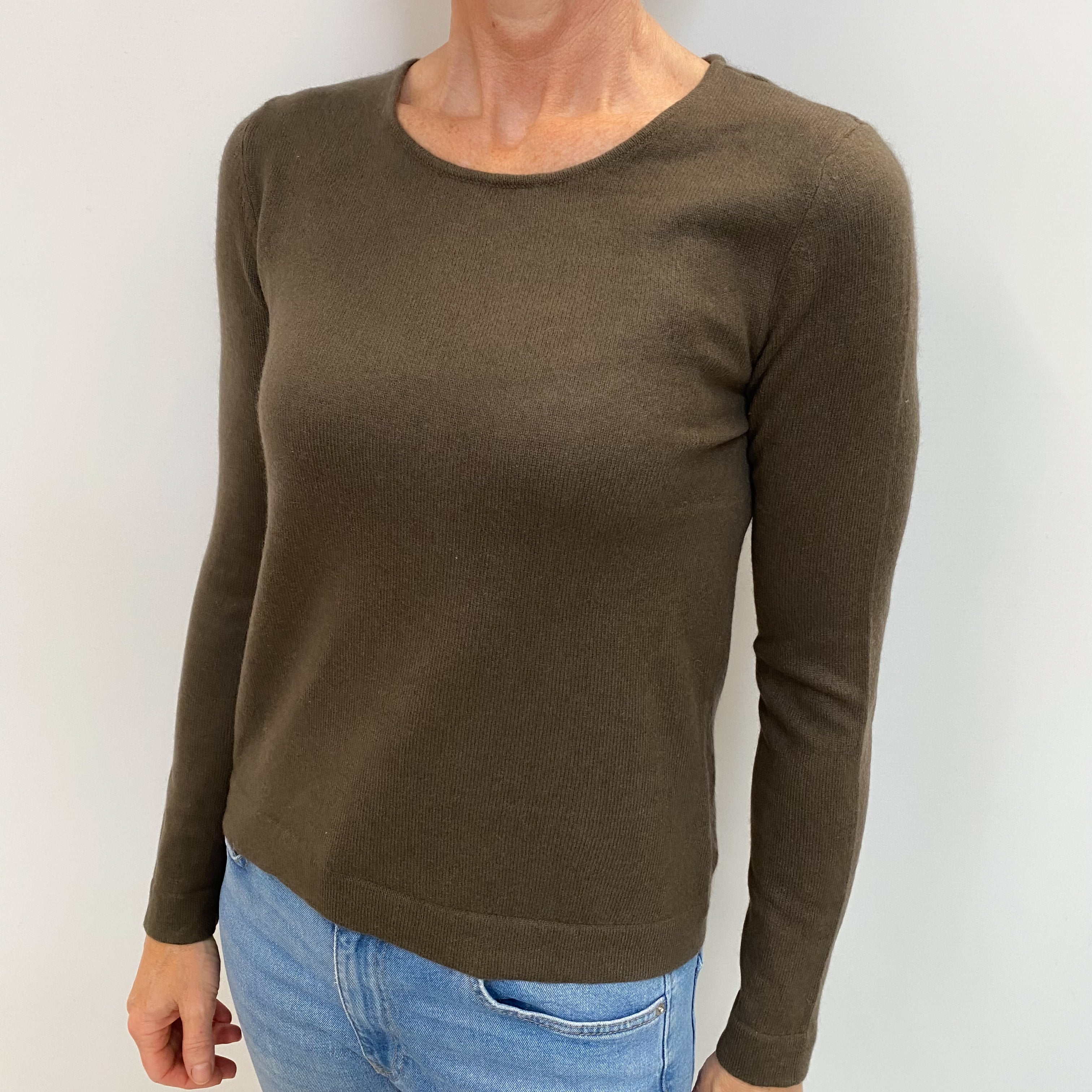 Mole Brown Cashmere Crew Neck Jumper Small
