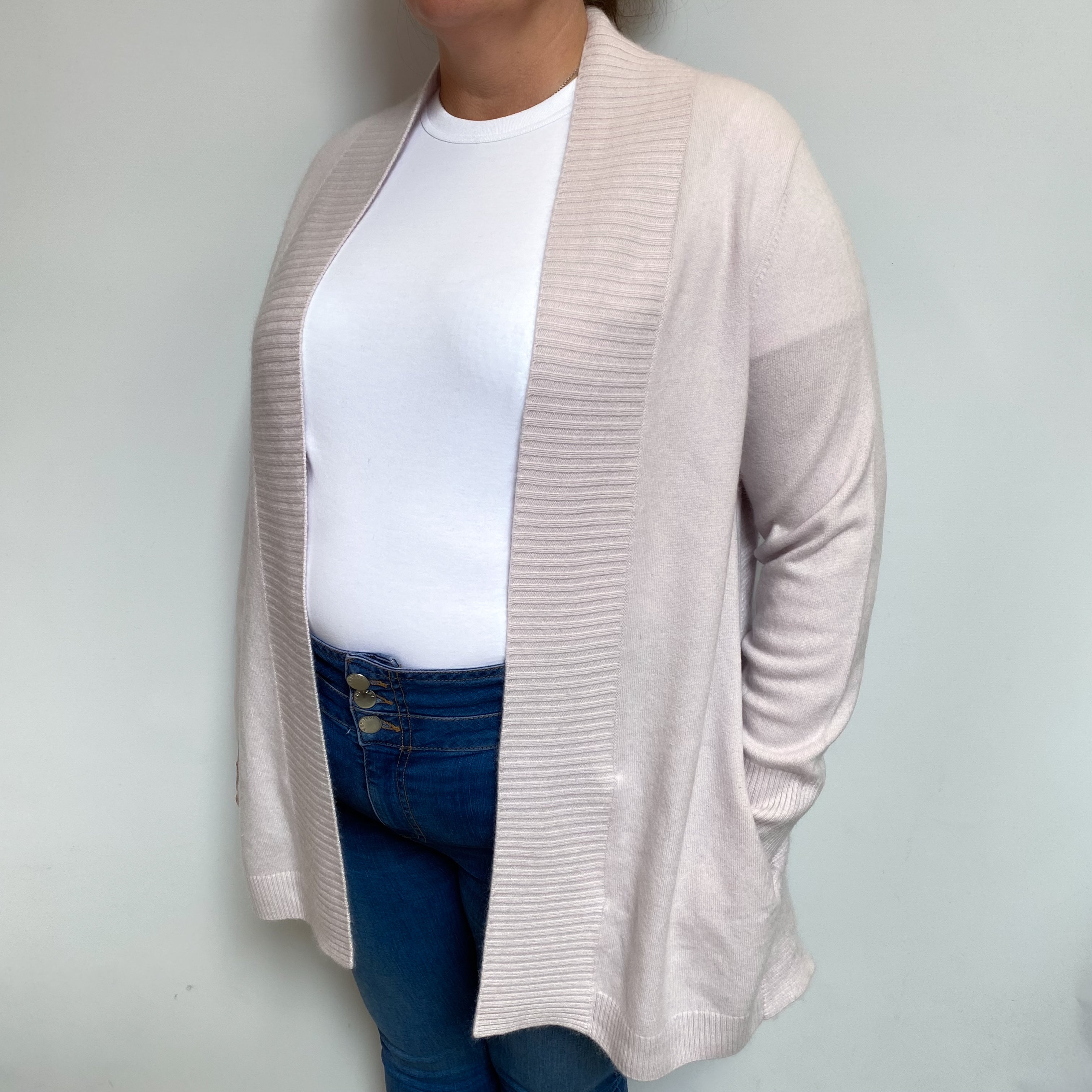 Ice Pink Cashmere Edge To Edge Cardigan Extra Large