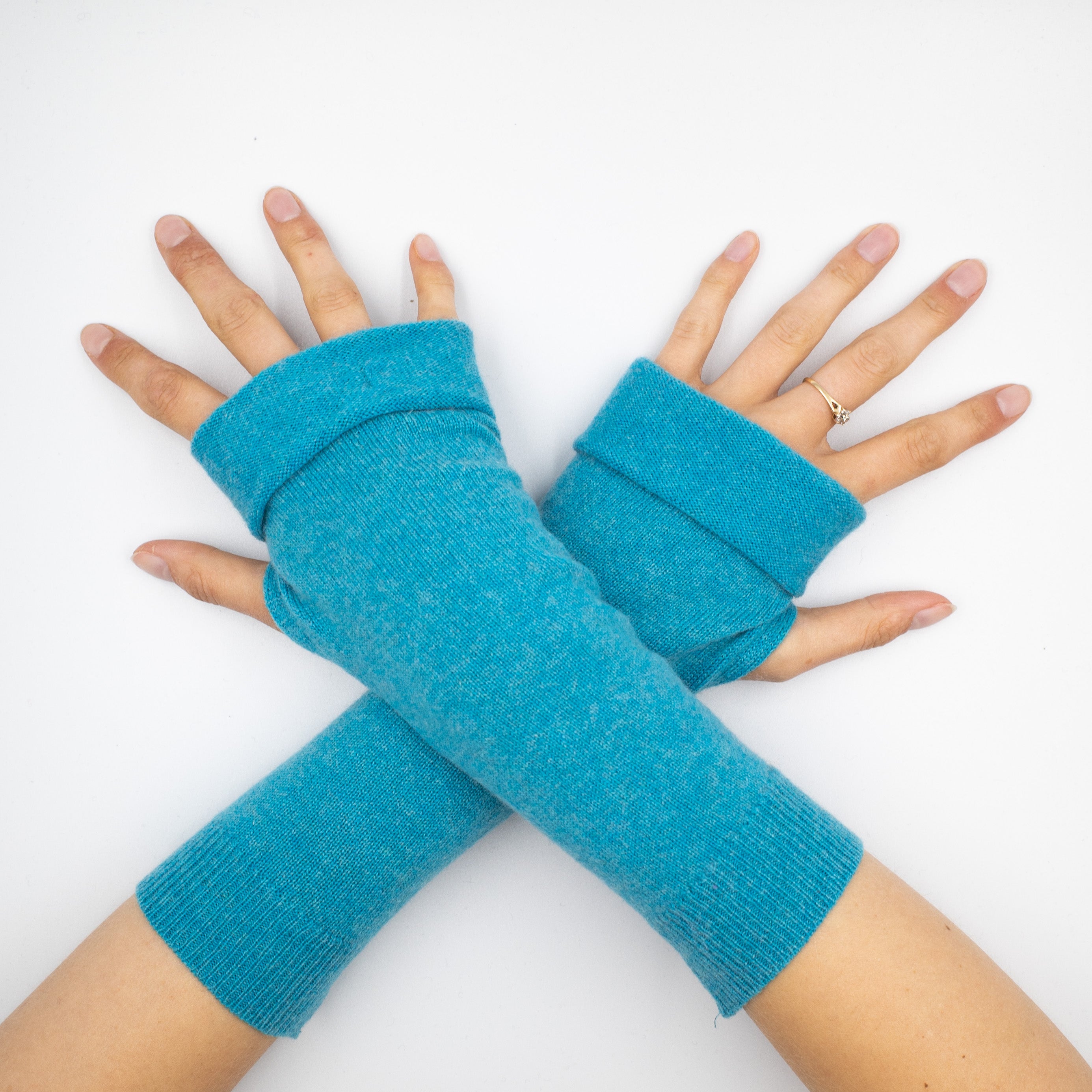 Turquoise Fingerless Gloves