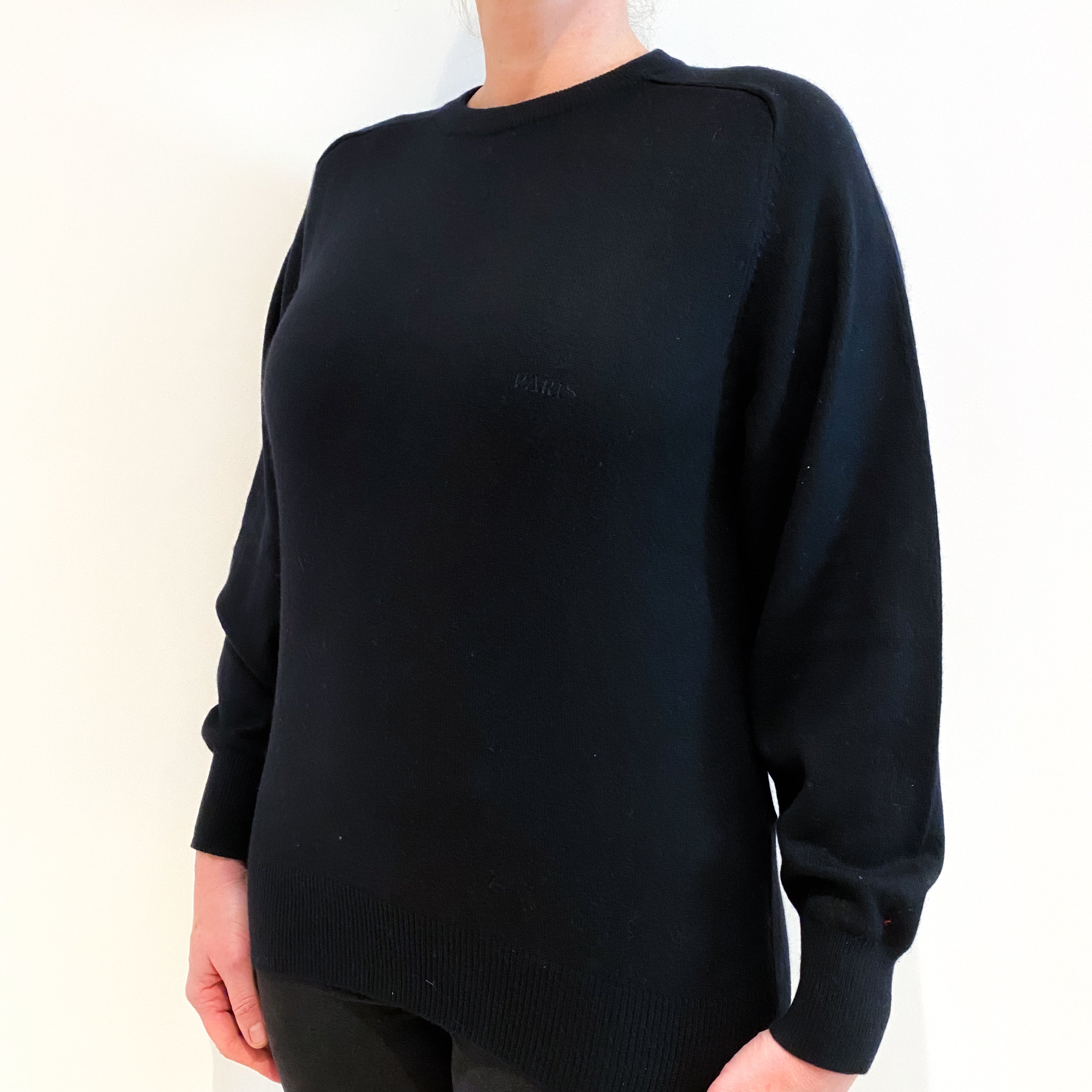 Black Cashmere Crew Neck Jumper Large