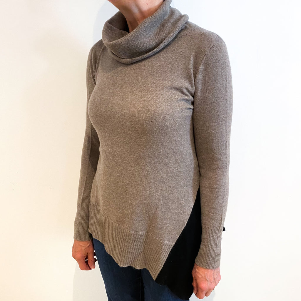 Mocha Brown Cashmere Cowl Neck Jumper Medium