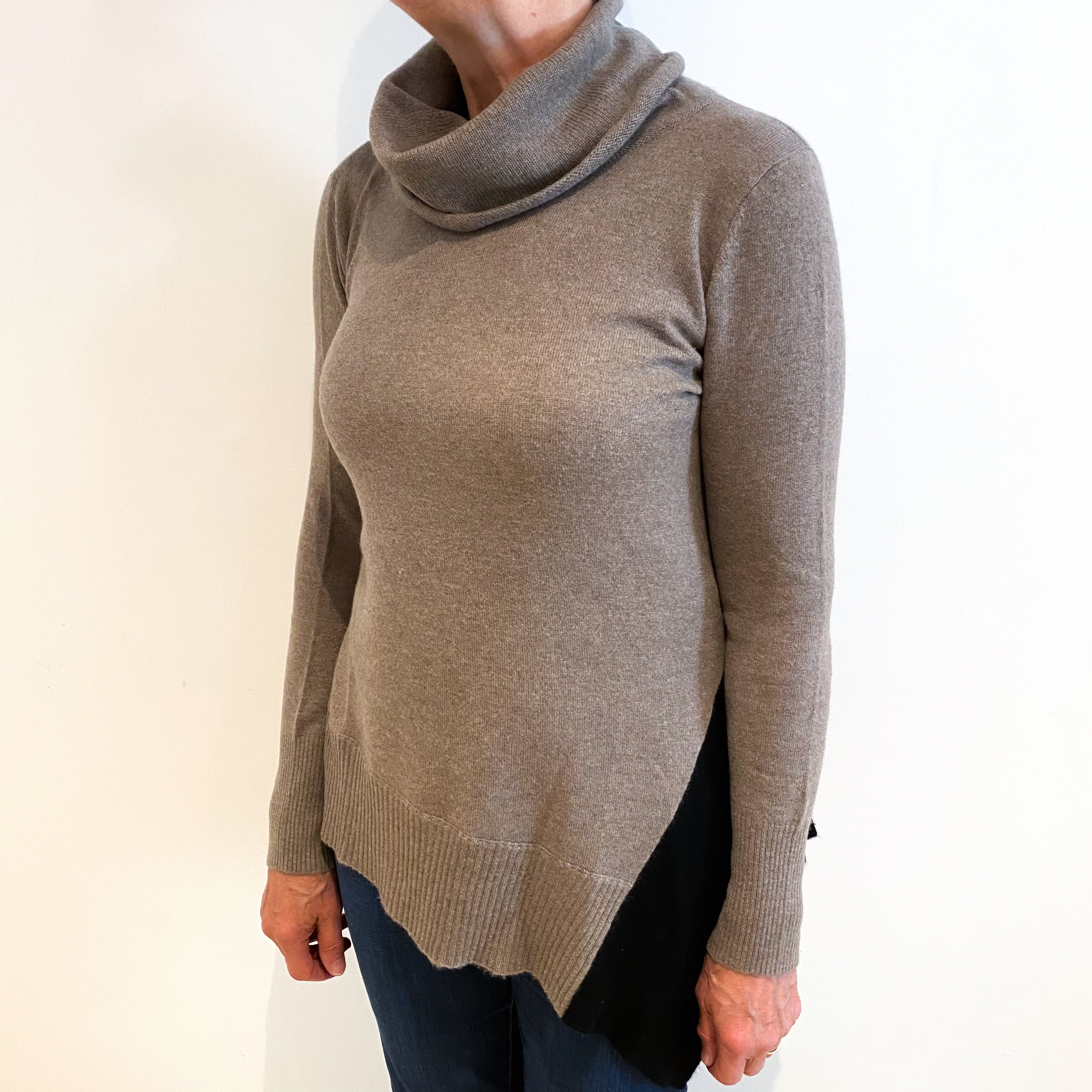 Mocha Brown Cashmere Cowl Neck Jumper Medium