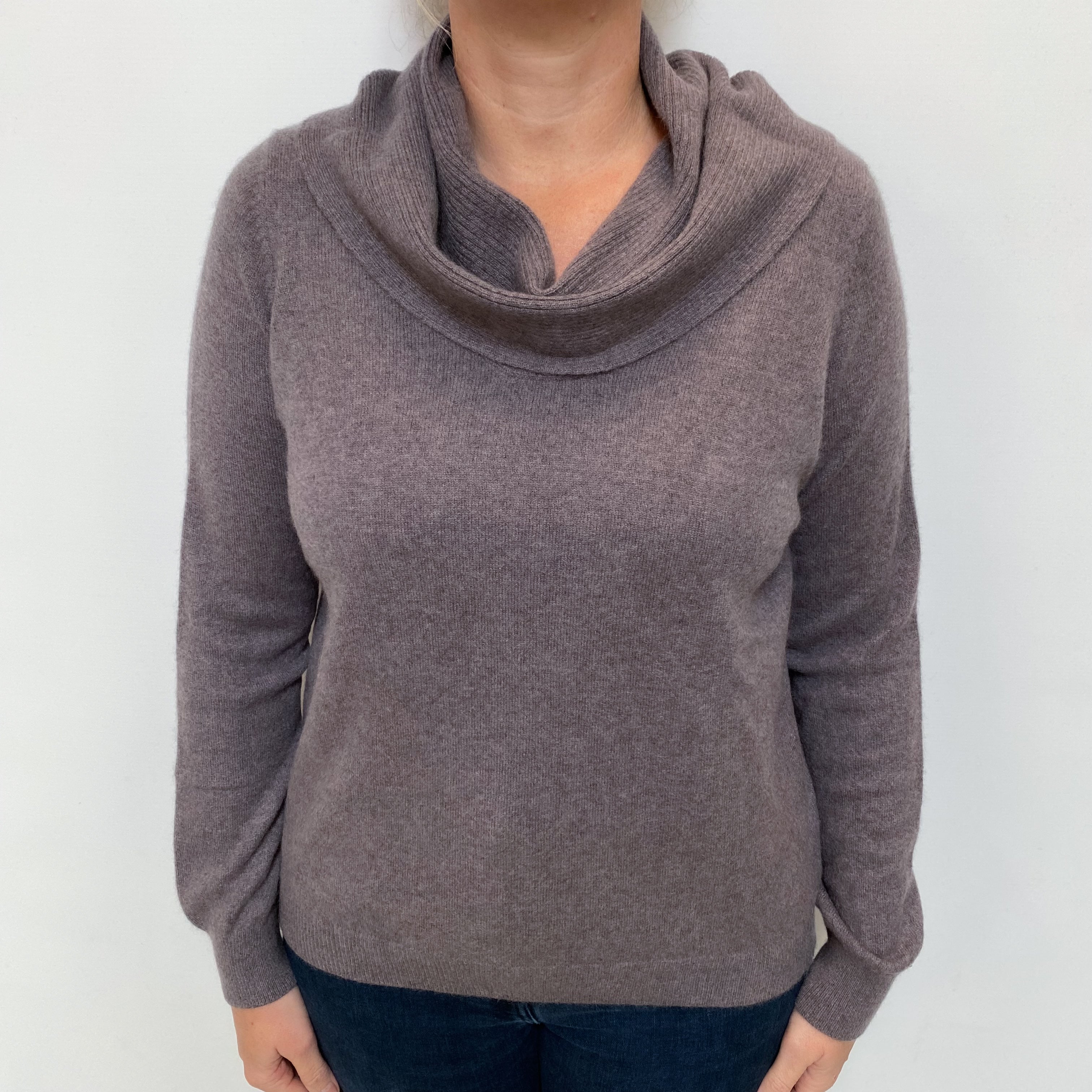 Slate Purple Cashmere Cowl Neck Jumper Large