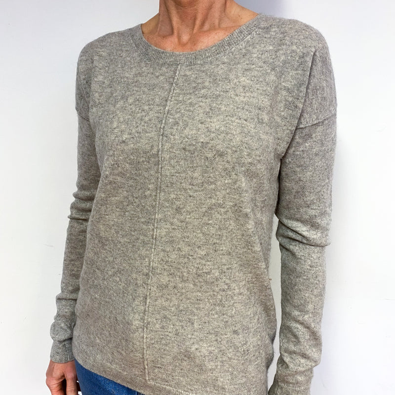Silver Grey Cashmere Crew Neck Jumper Medium