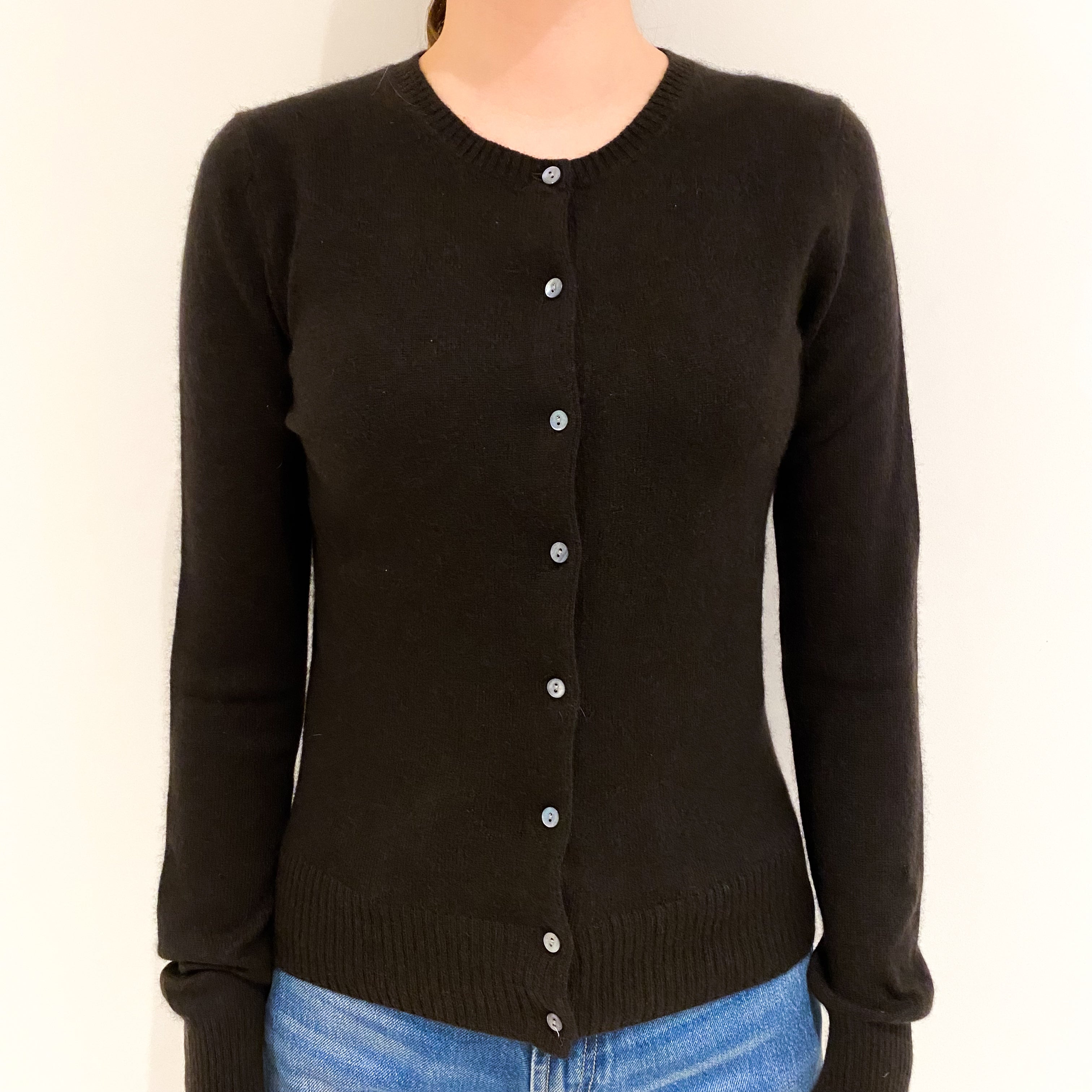 Peppercorn Brown Cashmere Crew Neck Cardigan Extra Small