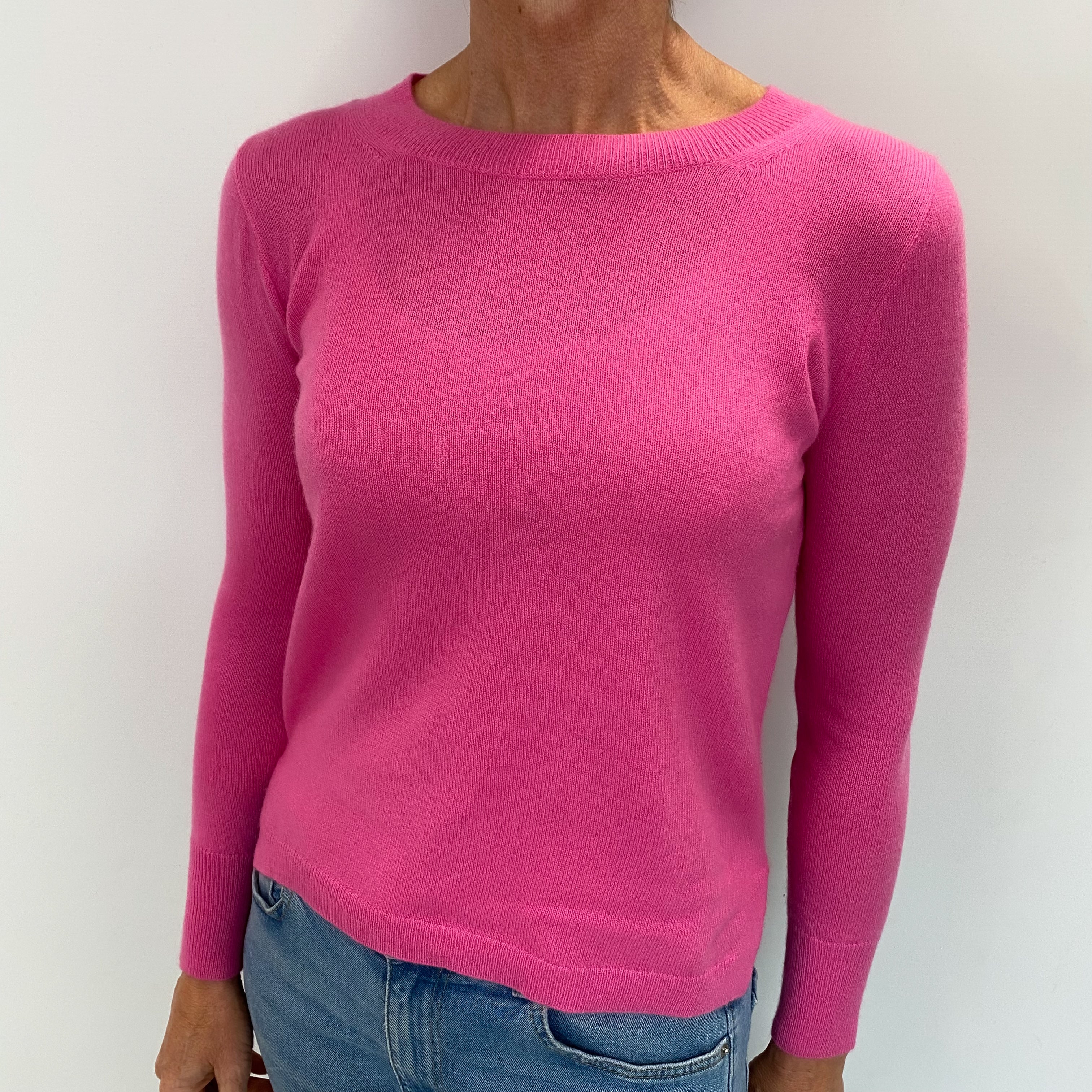 Bubblegum Pink Cashmere Crew Neck Jumper Small
