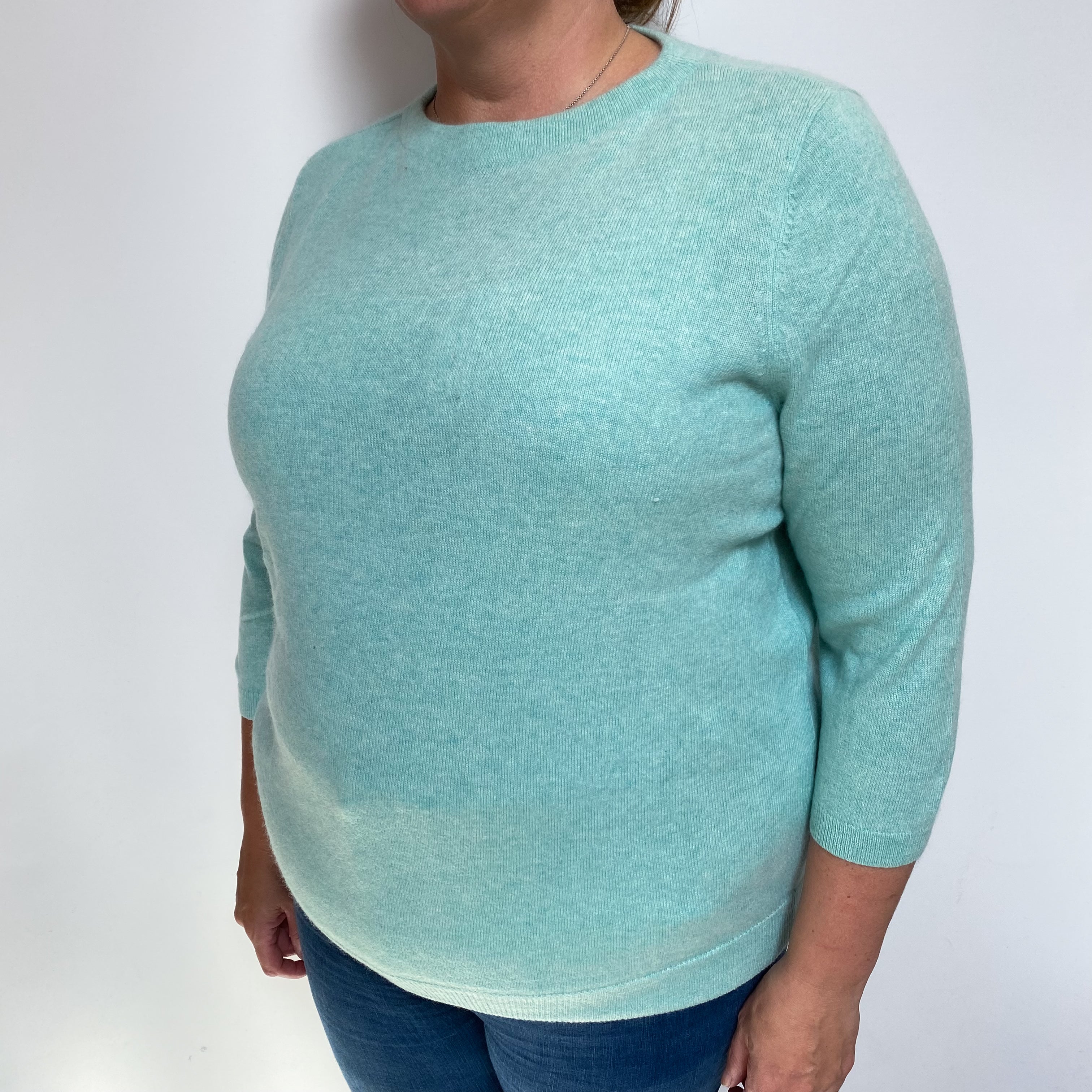 Mint Green Cashmere Crew Neck Jumper Extra Large