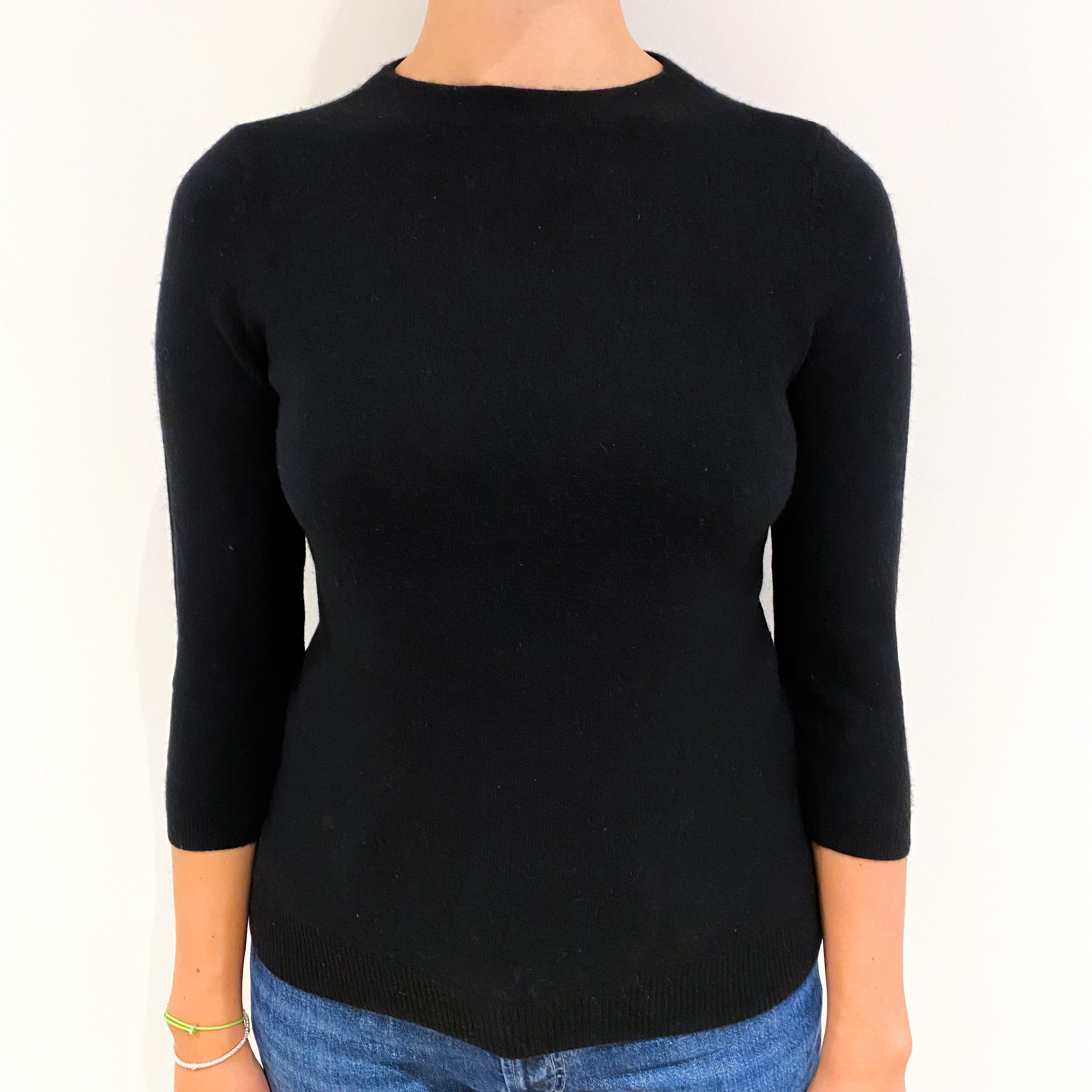 Black Cashmere Crew Neck Jumper Small