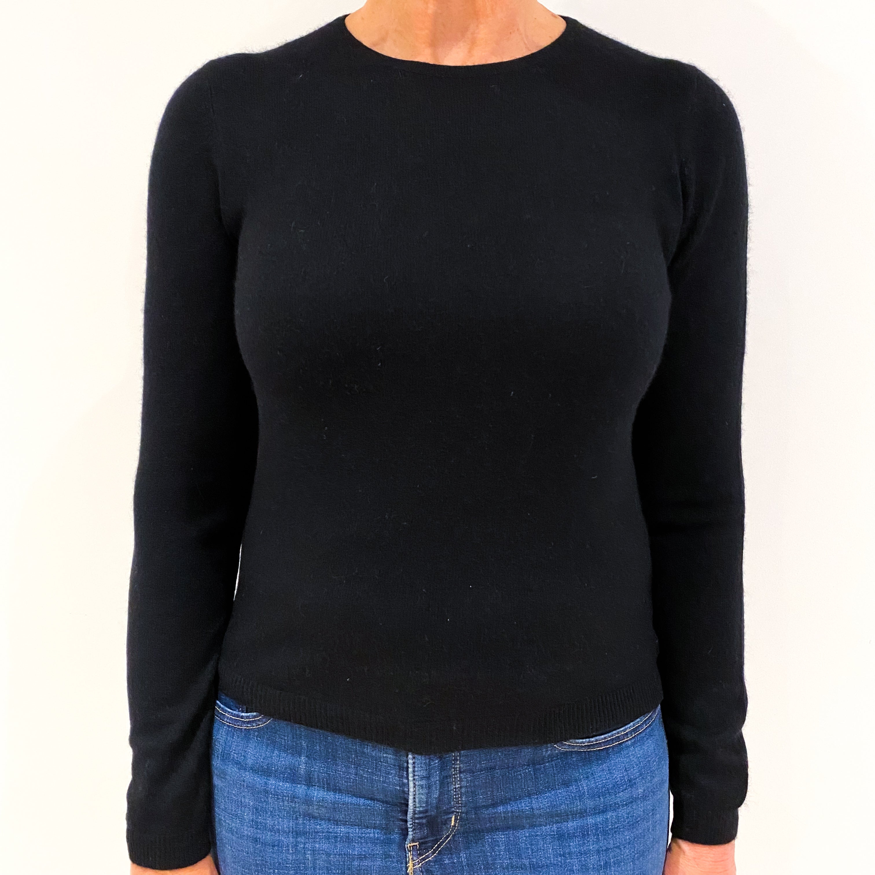 Black Cashmere Crew Neck Jumper Medium