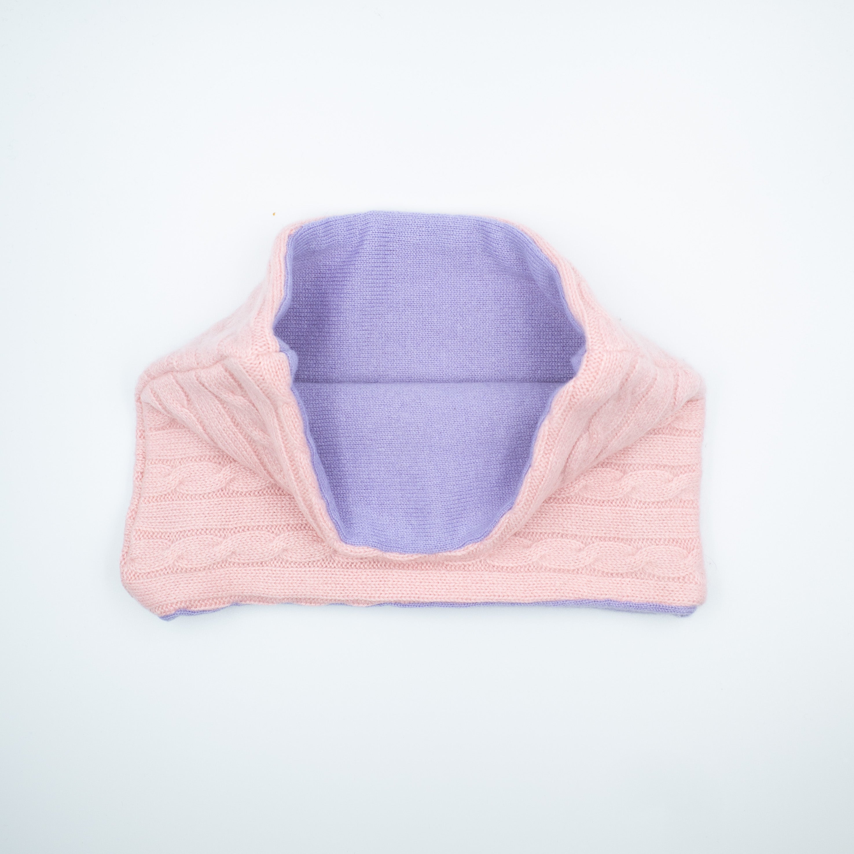 Blush Pink Cable and Purple Neck Warmer