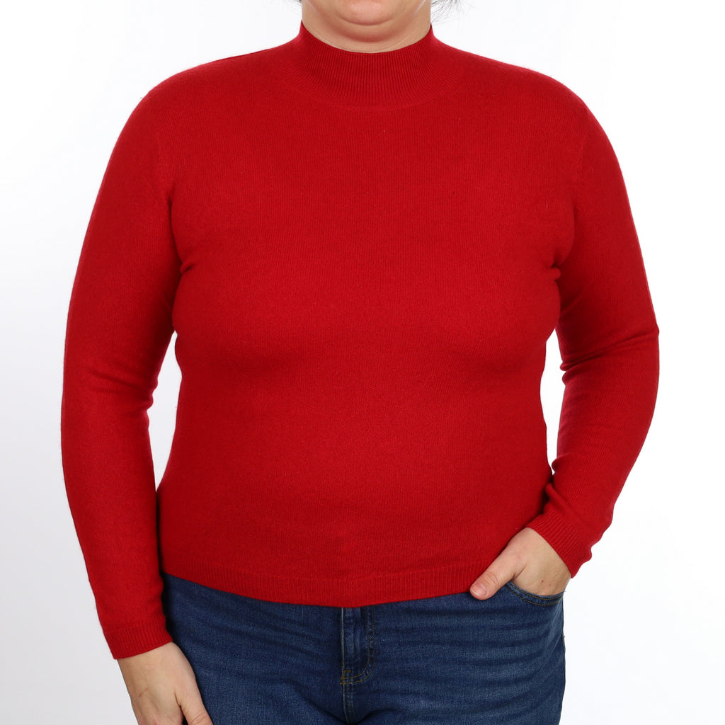 Berry Red Cashmere Turtle Neck Jumper Large