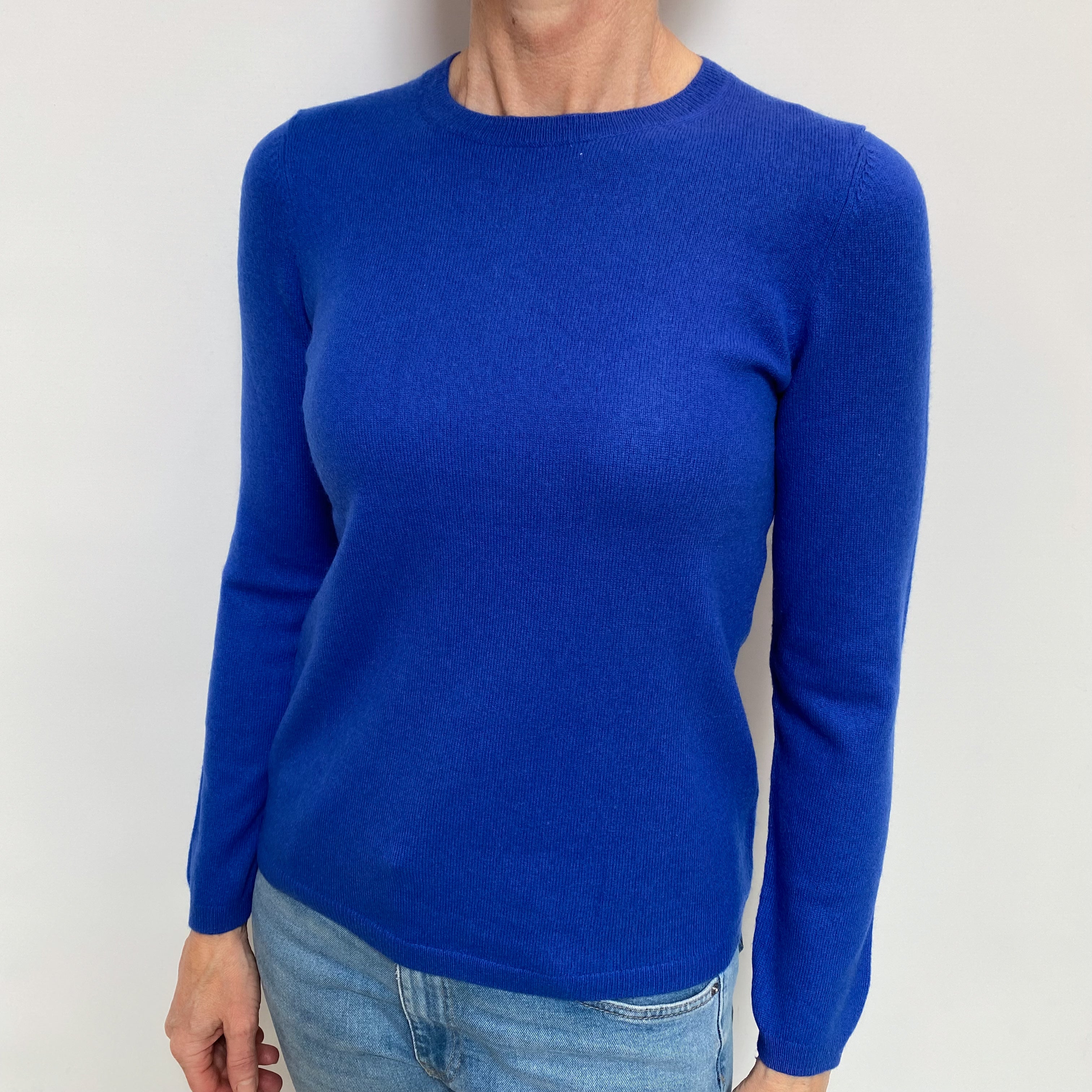 Cobalt Blue Cashmere Crew Neck Jumper Small