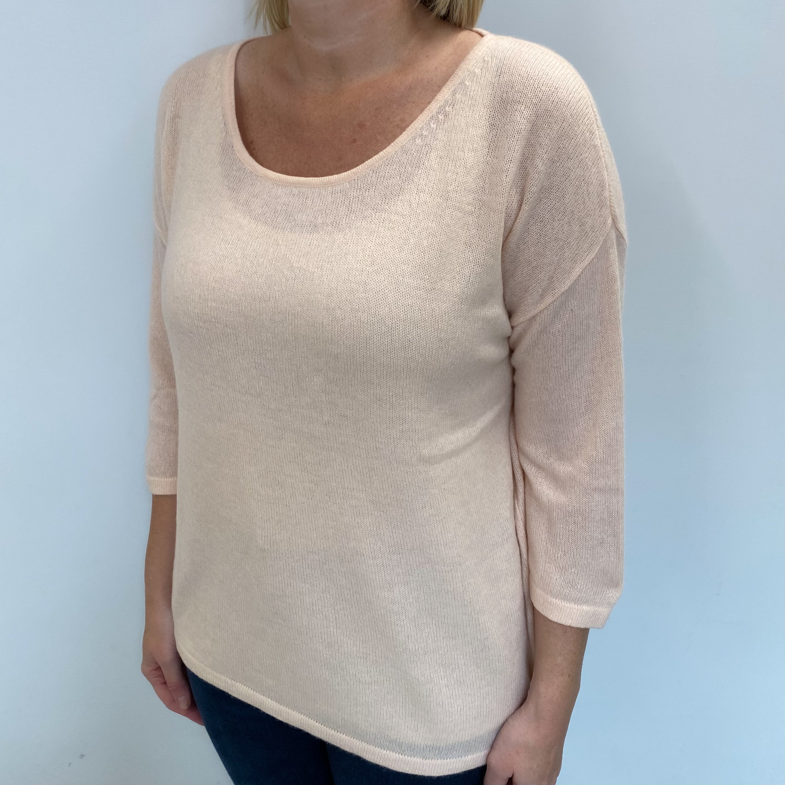 Shell Pink Cashmere Crew Neck Jumper Large