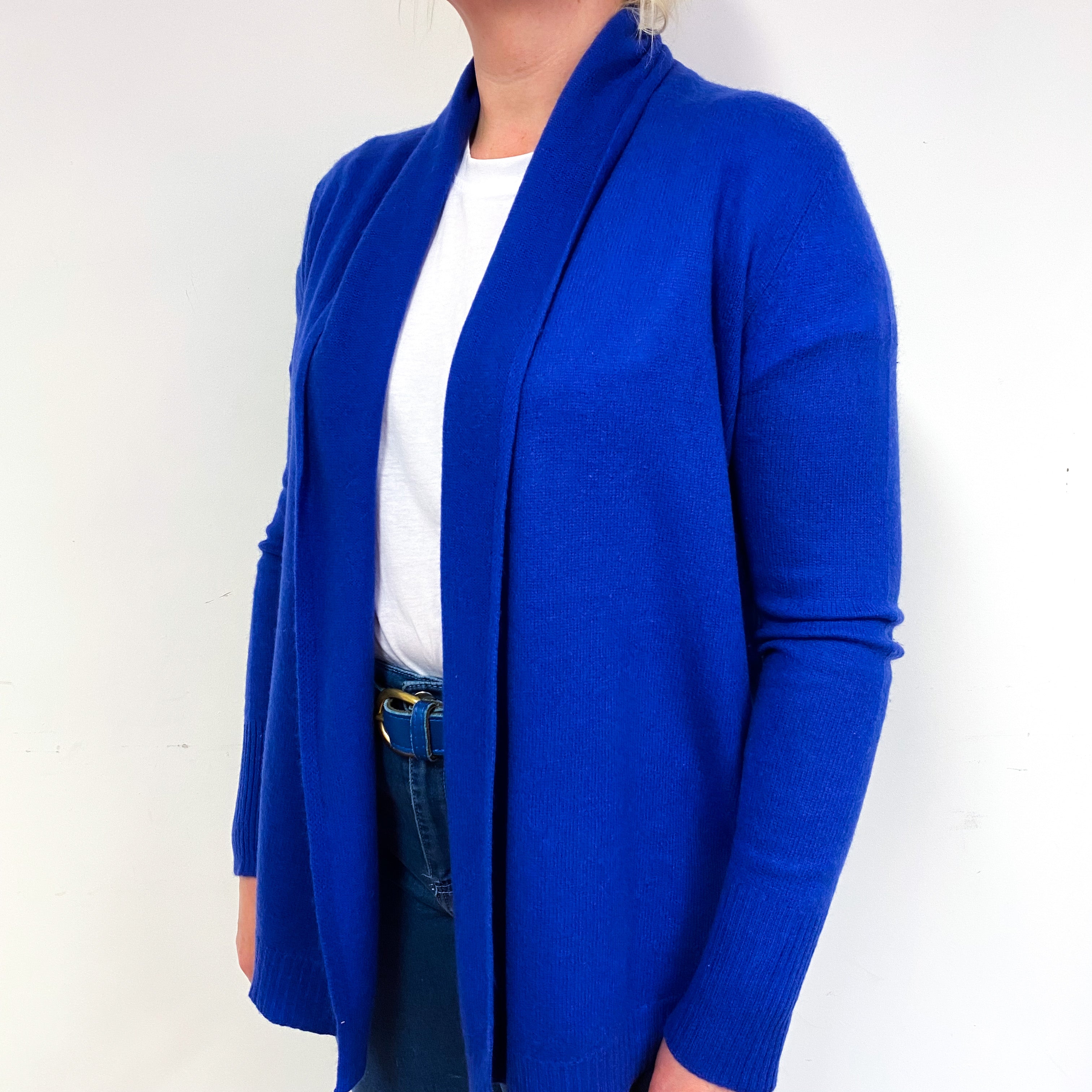 Indigo Blue Cashmere Edge to Edge Cardigan Large