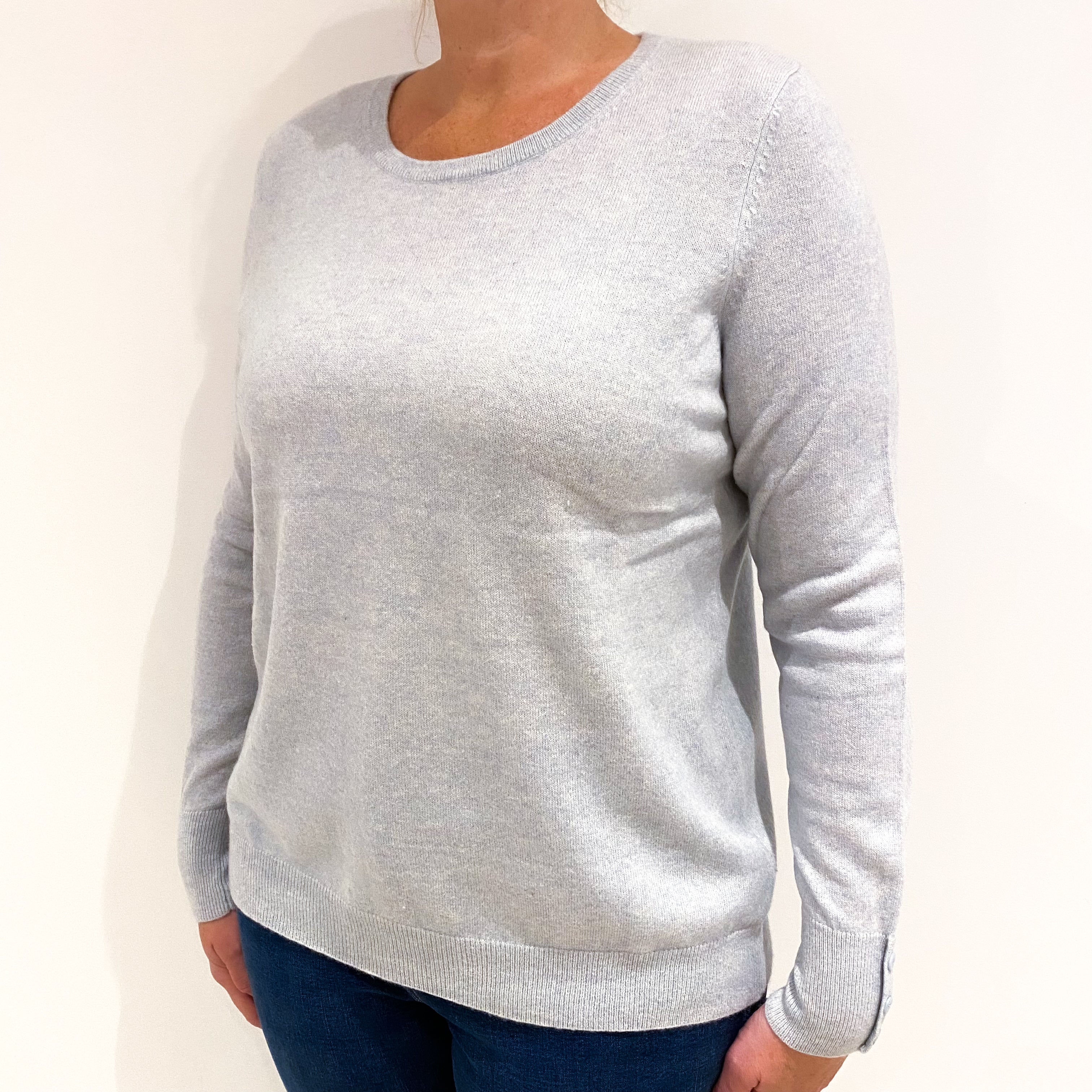 Powder Blue Cashmere Crew Neck Jumper Large