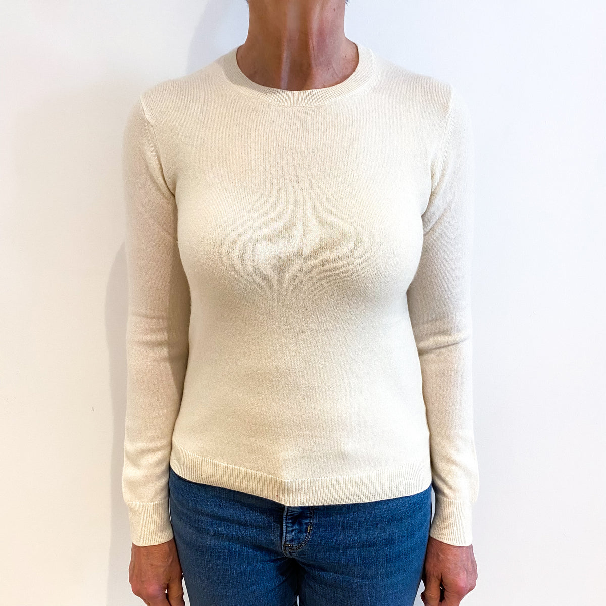 Clotted Cream Cashmere Crew Neck Jumper Medium