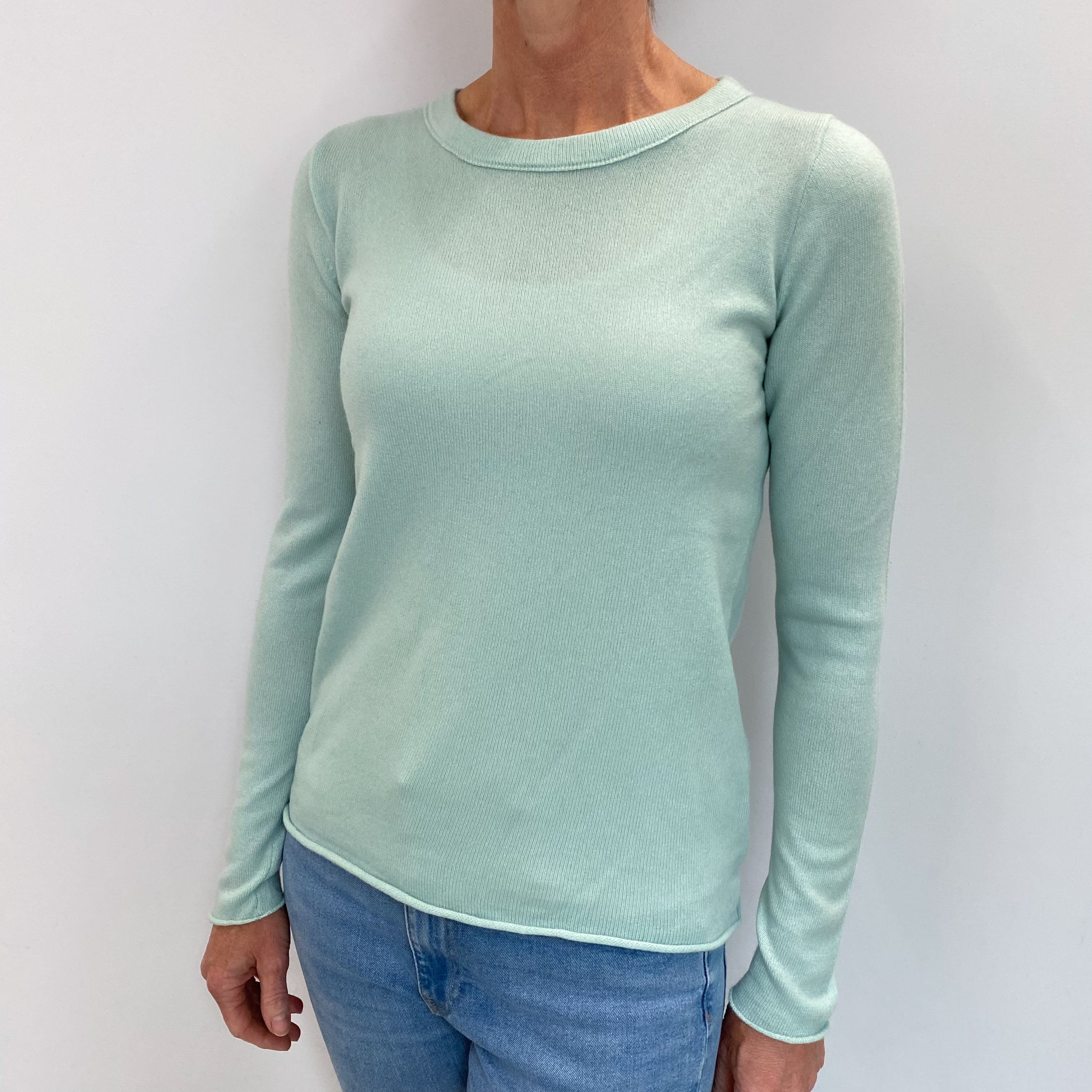 Mint Blue Cashmere Crew Neck Jumper Small