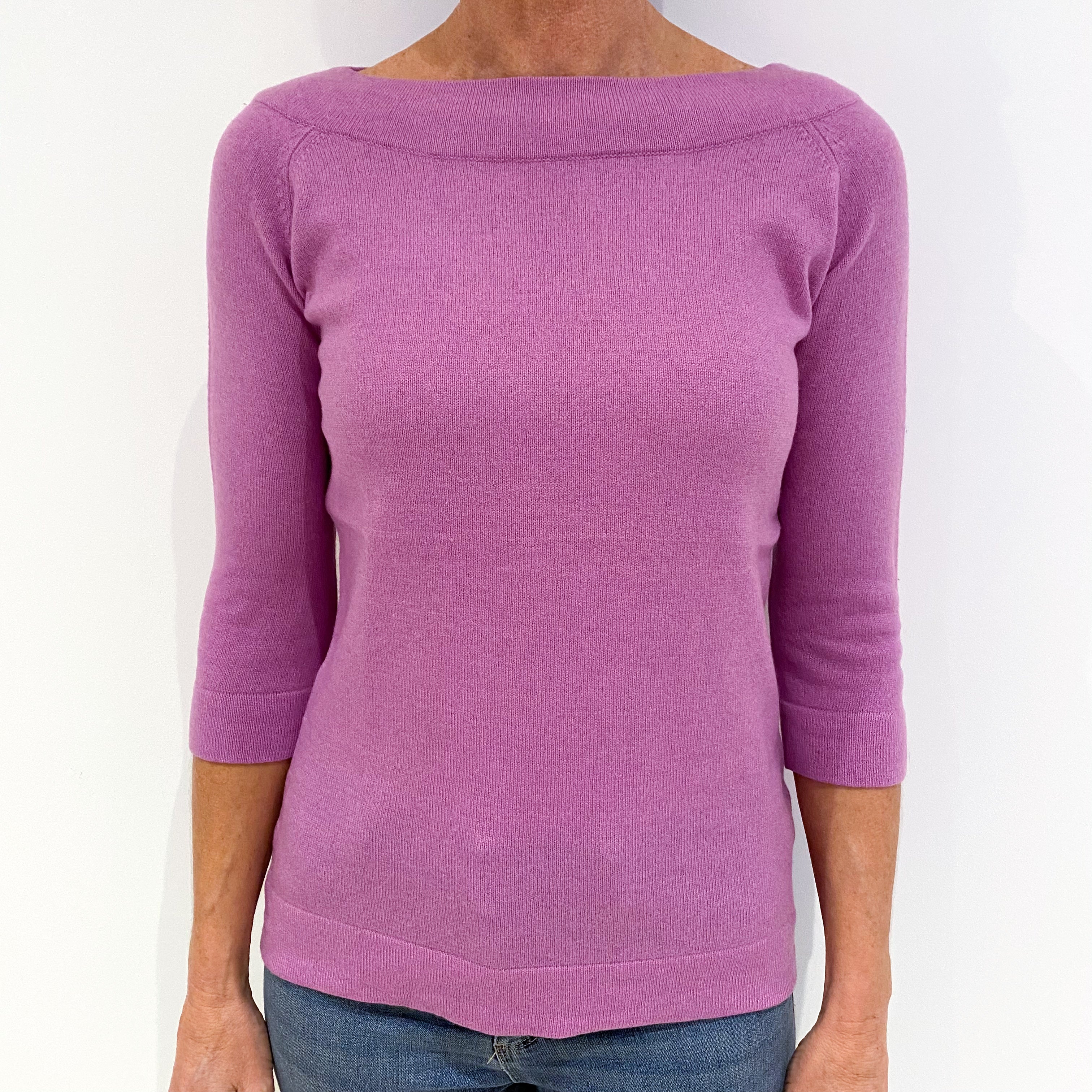 Lavender Purple Cashmere Crew Neck Jumper Small
